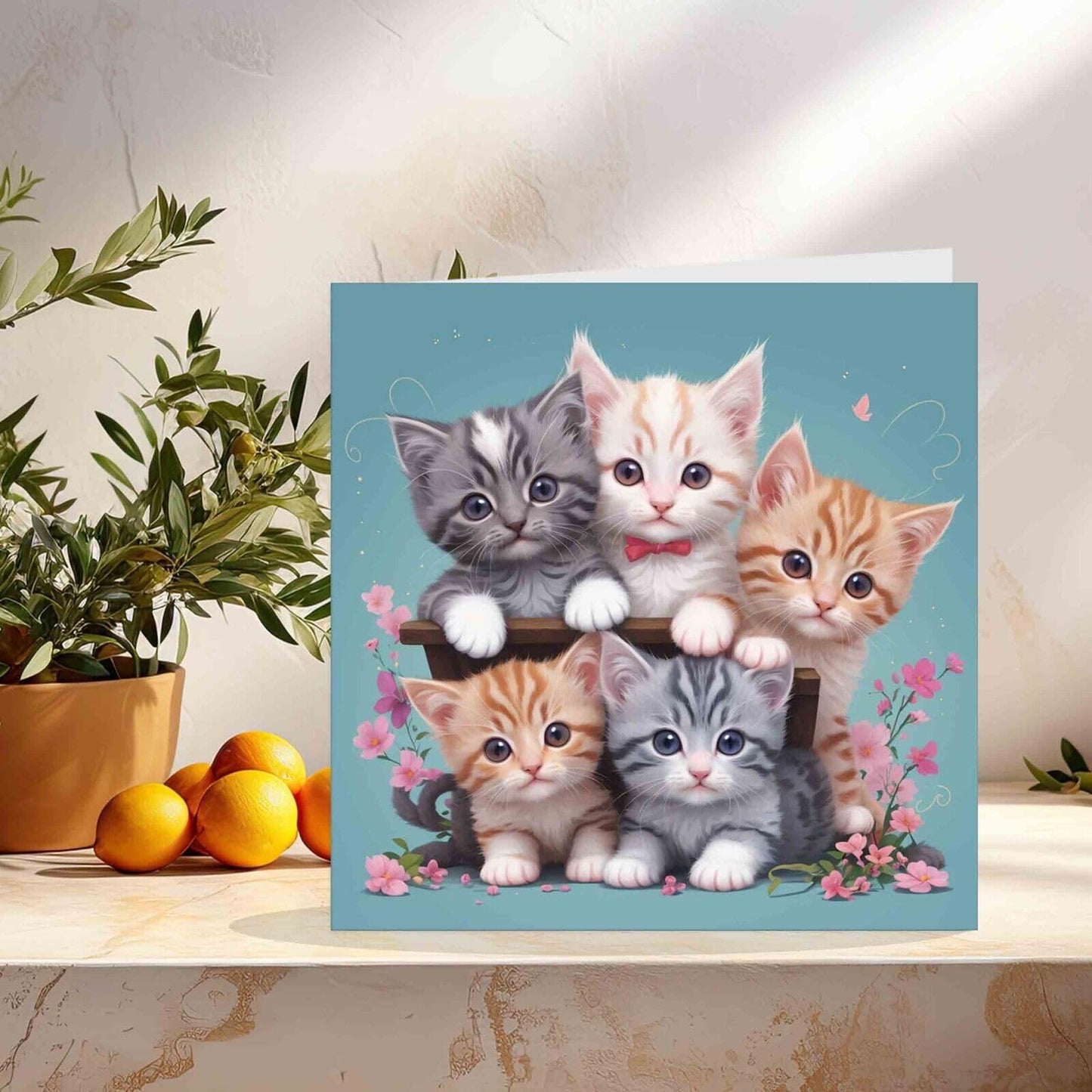 Cat Kitten Greeting Card - Cute Birthday Card Adorable Kitty Lover 145mm x 145mm
