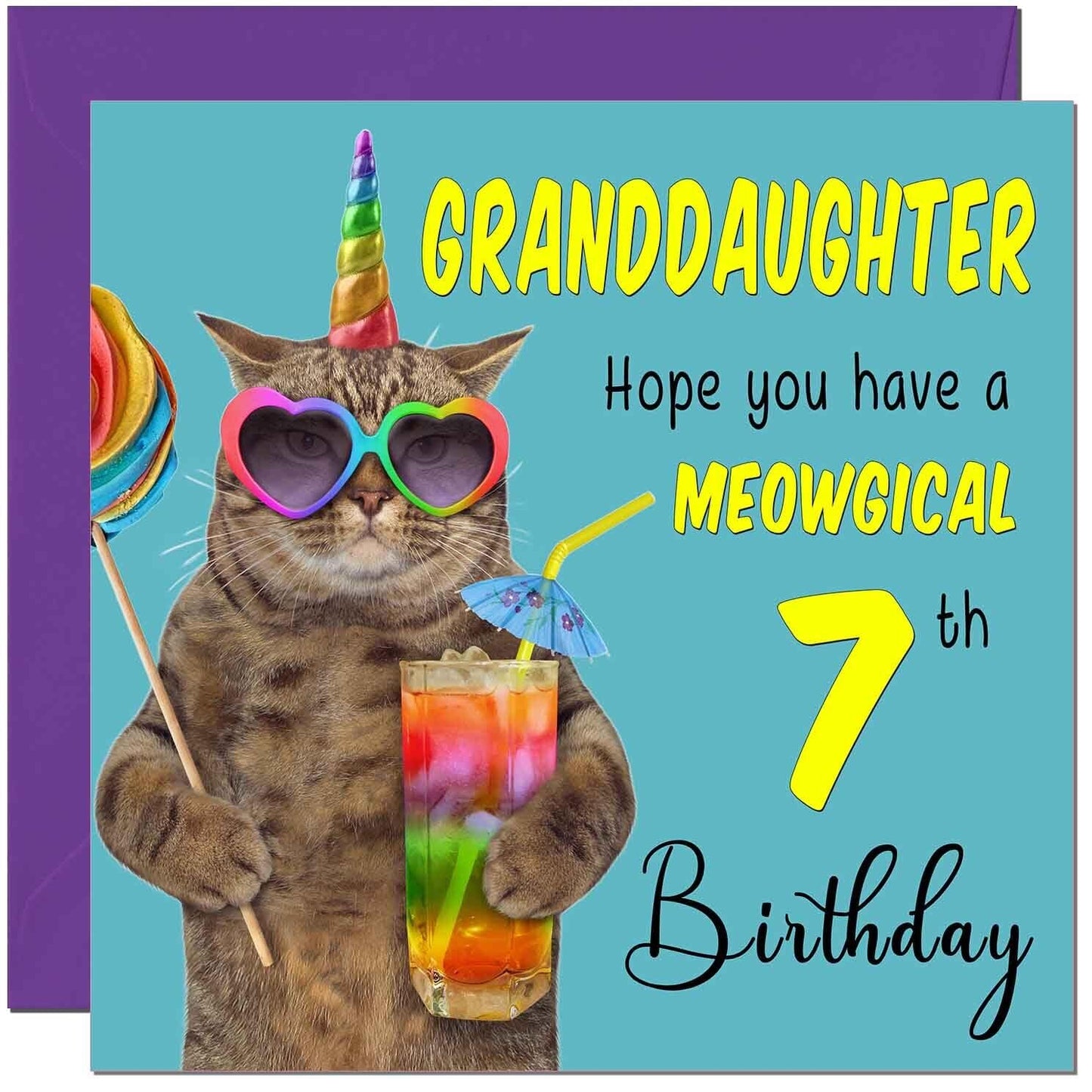 Granddaughter Birthday Card - Meowgical Cat Funny