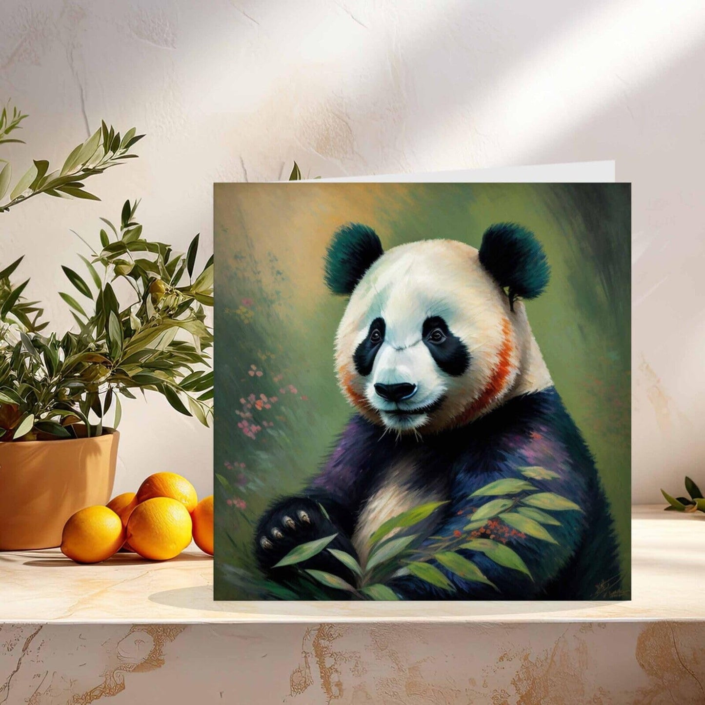 Panda Greeting Card Animal Impressionist Art 145mm x 145mm
