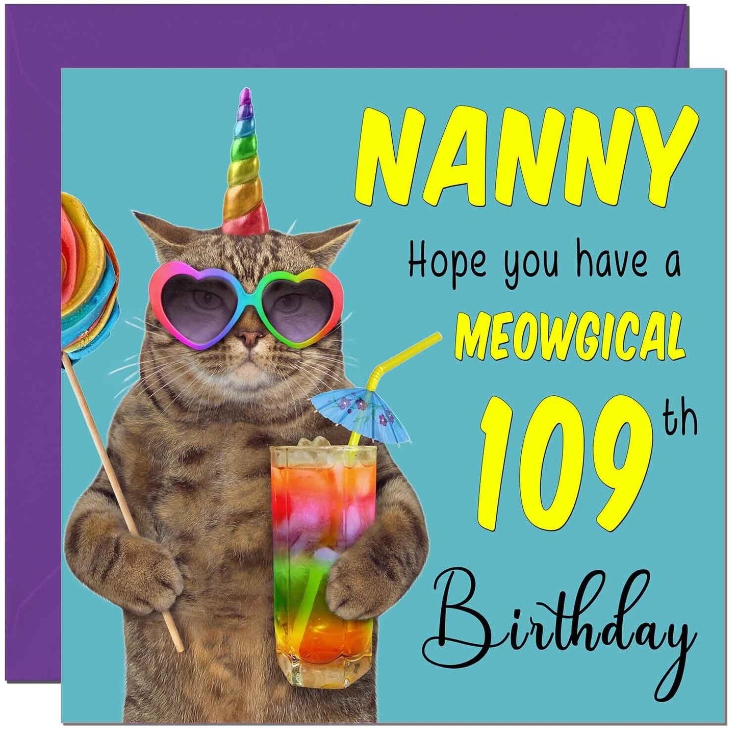 Nanny Birthday Card - Meowgical Cat Funny Grandma