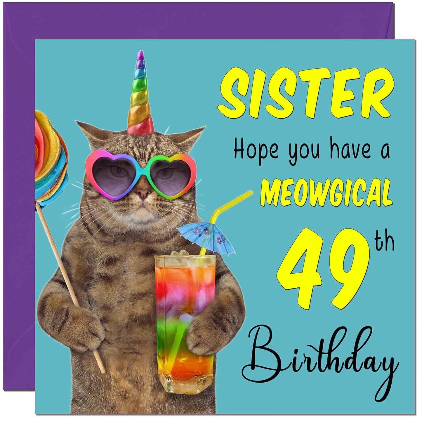 Sister Birthday Card - Meowgical Cat Funny Sister's