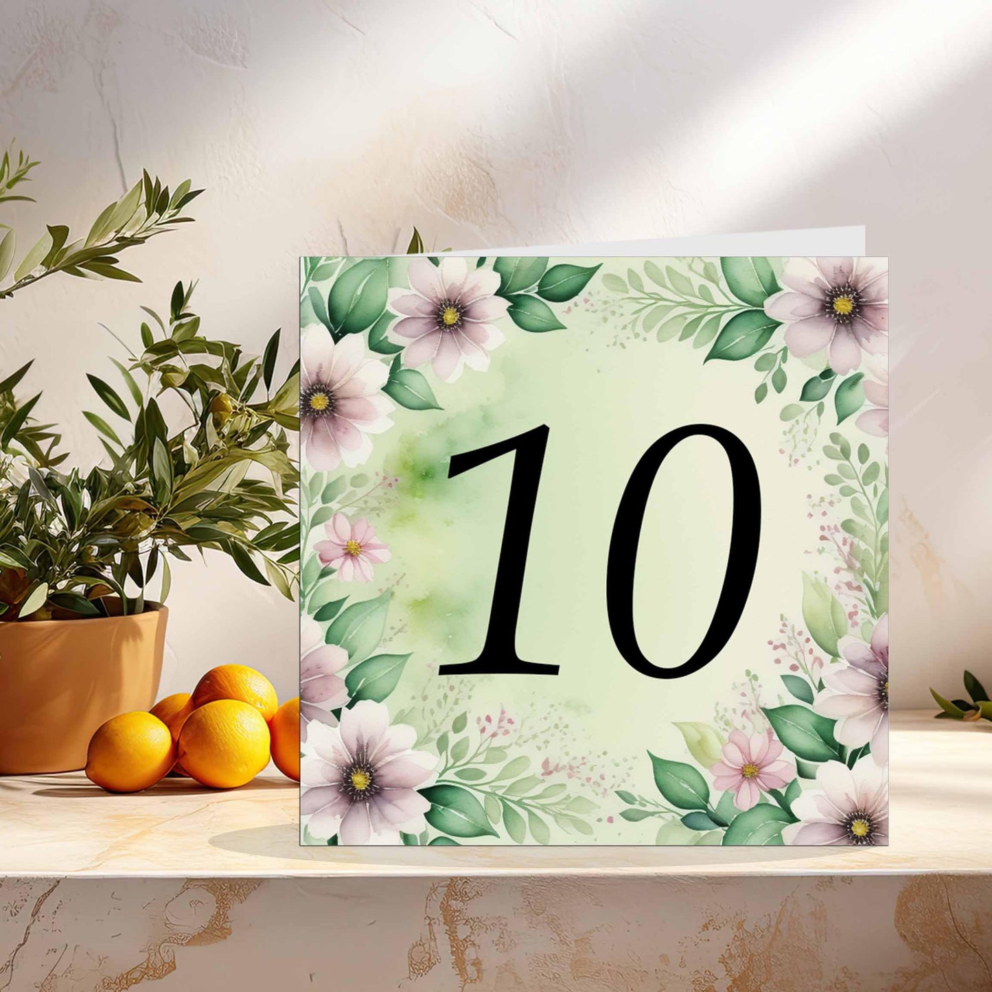 80th Birthday Card for Women Men - Green Floral Birthday Cards for 80 year old Lady Eighty Eightieth Ladies Grandma Nan Aunt Mum Sister Mom Friend