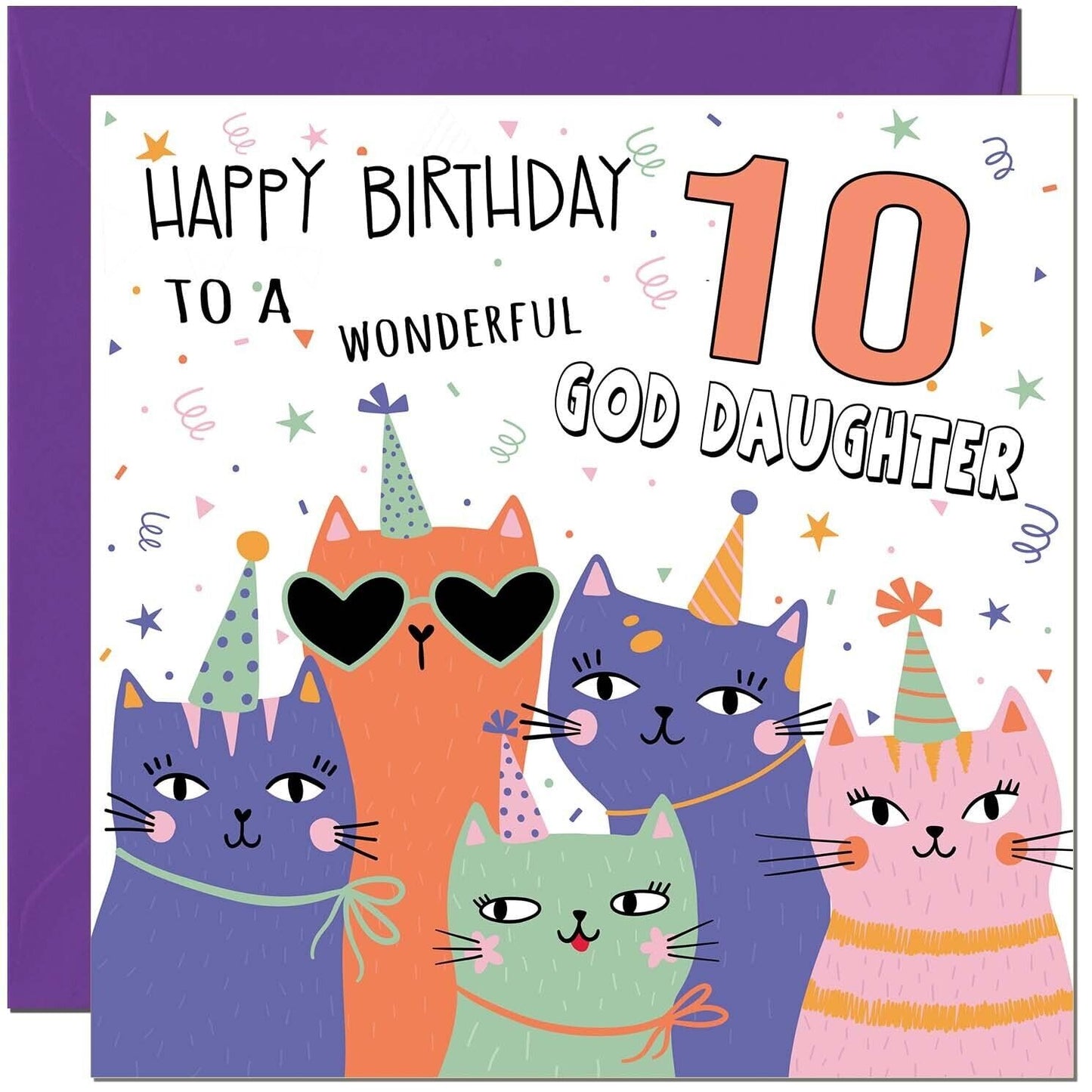God Daughter Birthday Card - Childrens Cute Cat God Daughters