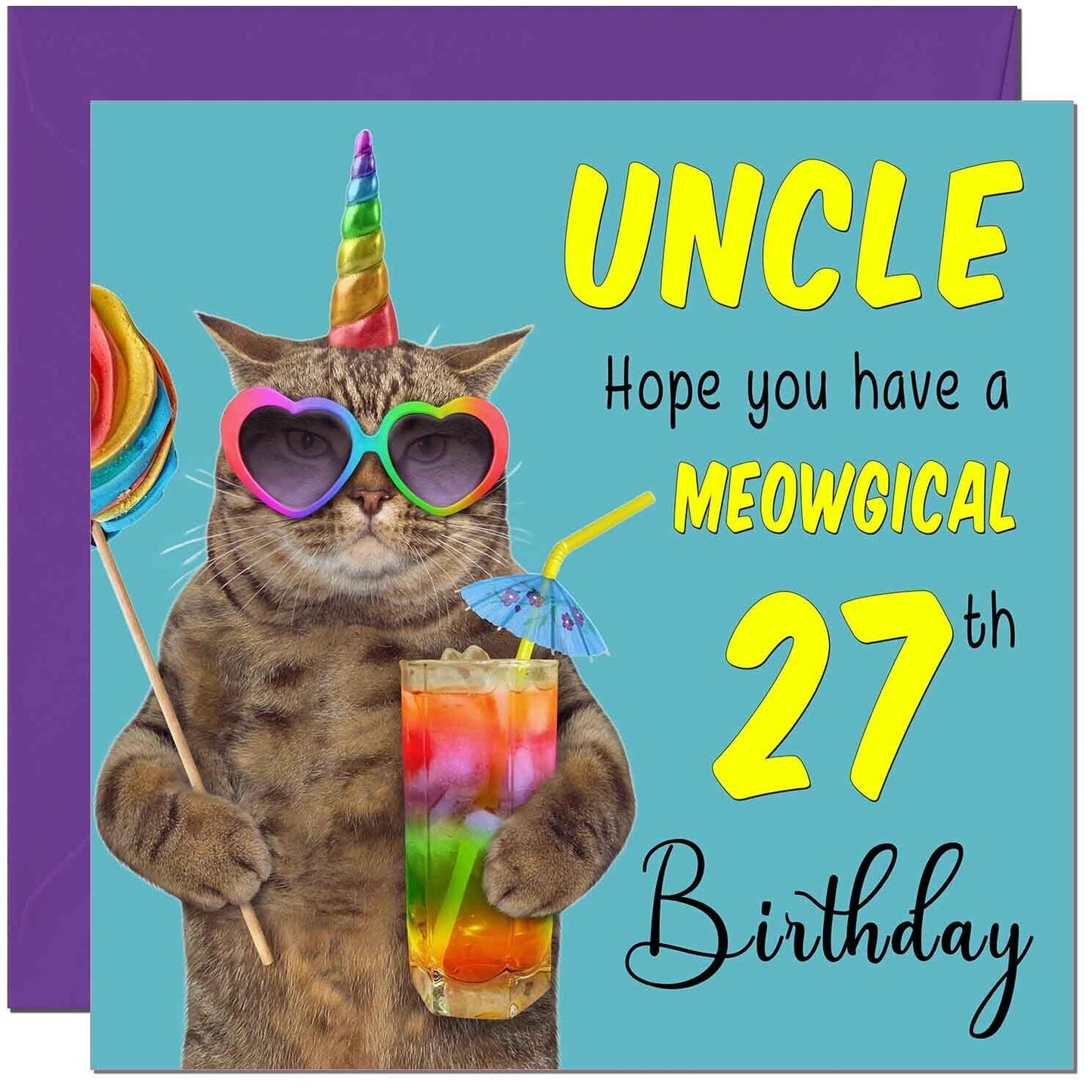 Uncle Birthday Card - Meowgical Cat Funny Uncle's
