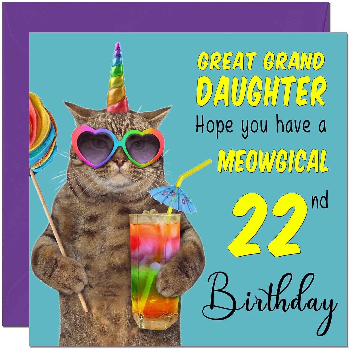 Great Granddaughter Birthday Card - Meowgical Cat Funny