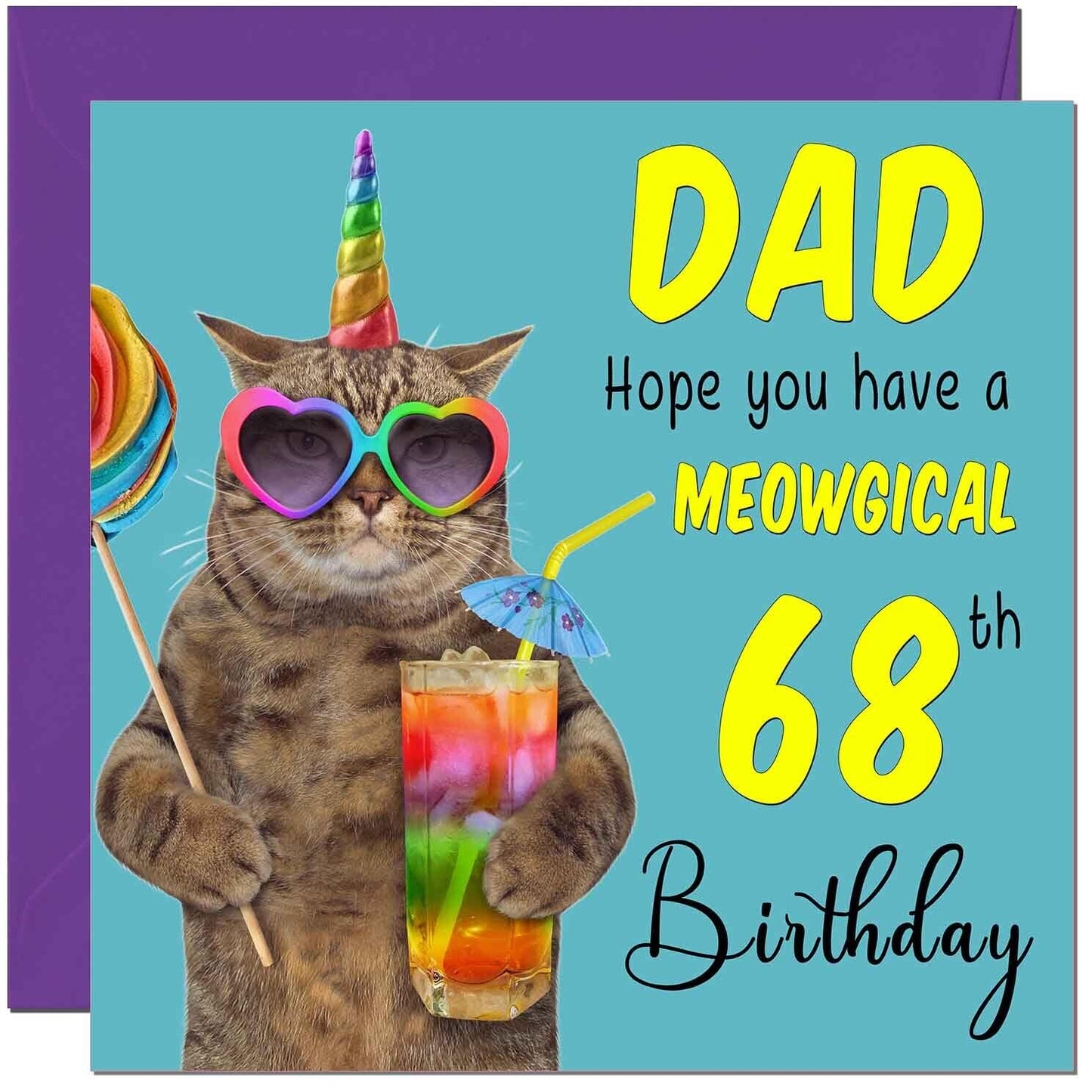 Dad Birthday Card - Meowgical Cat Funny Father