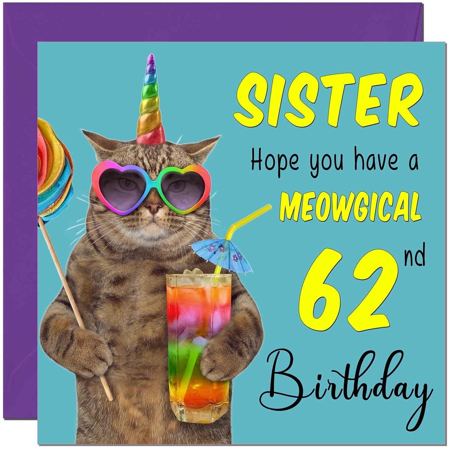 Sister Birthday Card - Meowgical Cat Funny Sister's