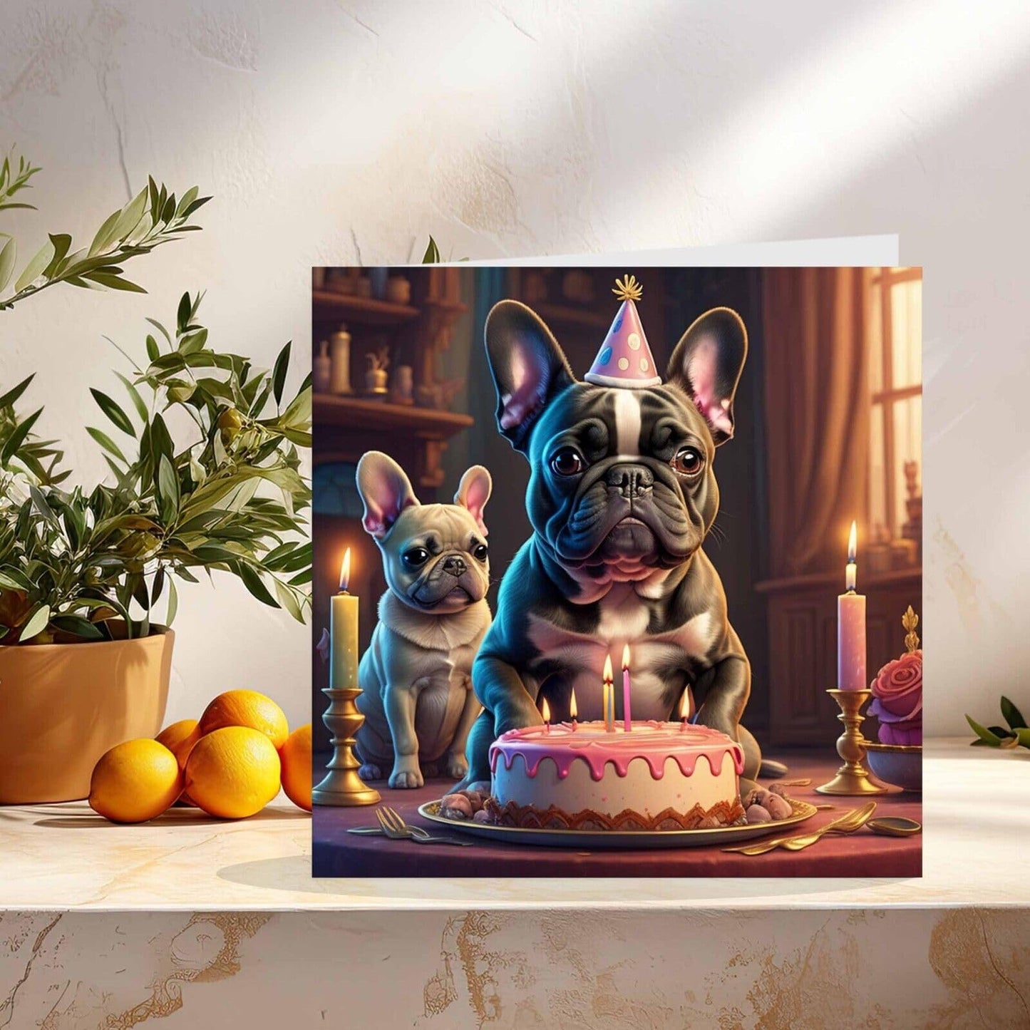 French Bulldog Birthday Card - French Bulldog Bday Card 145mm x 145mm