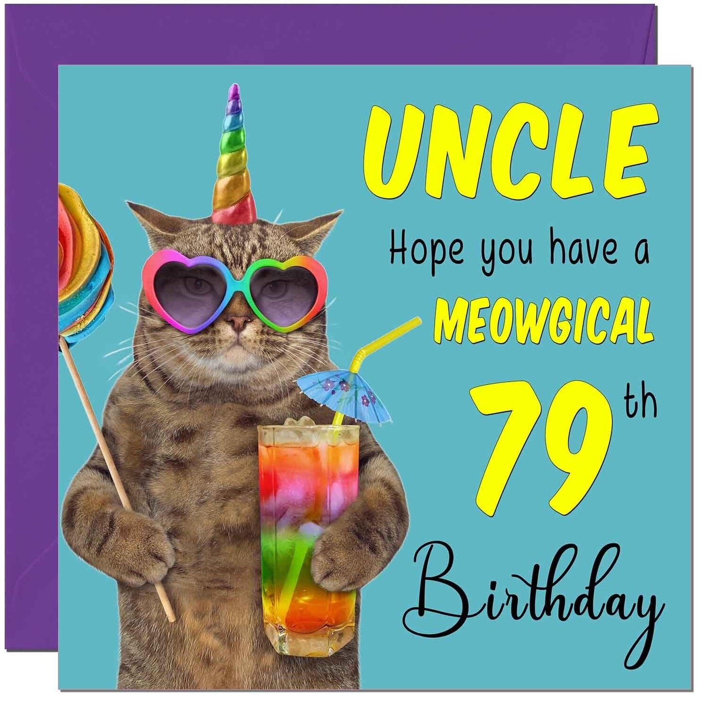 Uncle Birthday Card - Meowgical Cat Funny Uncle's