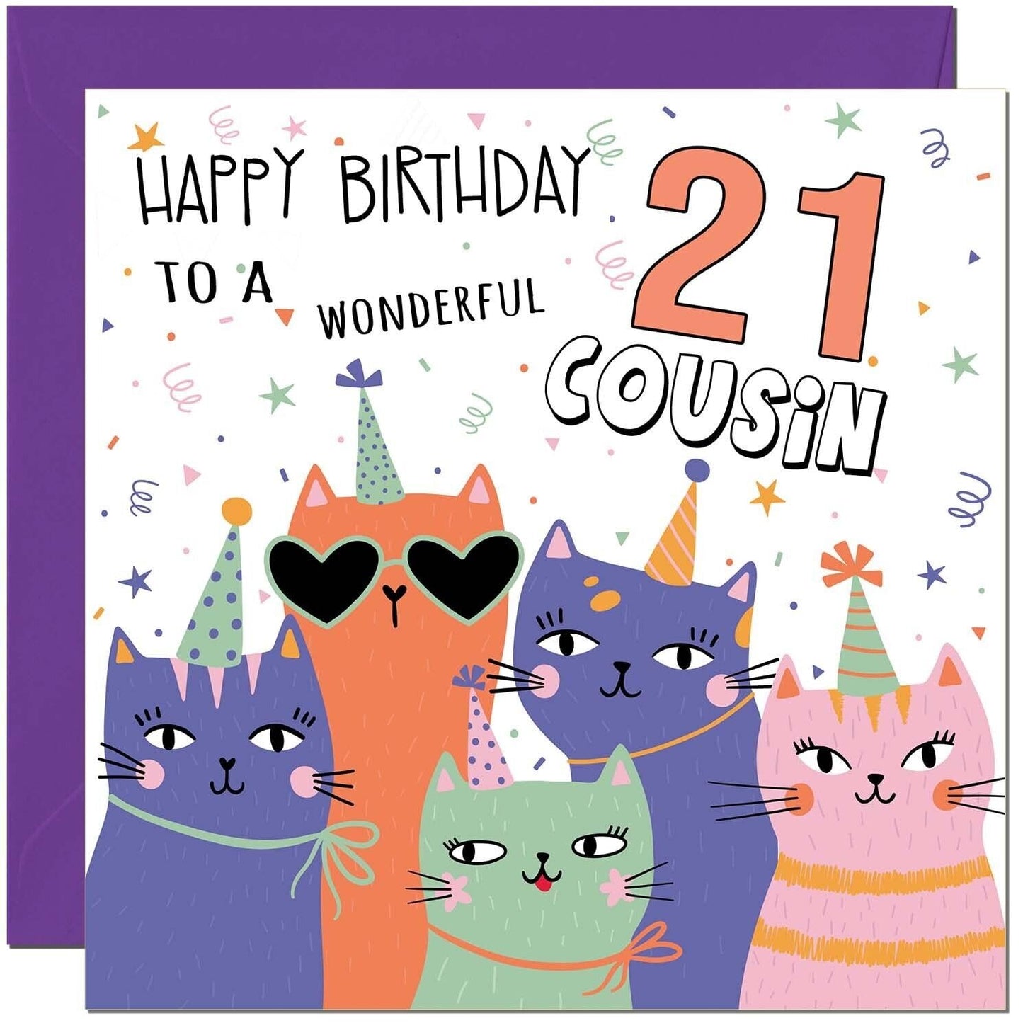 Cousin Birthday Card - Childrens Cute Cat Cousins