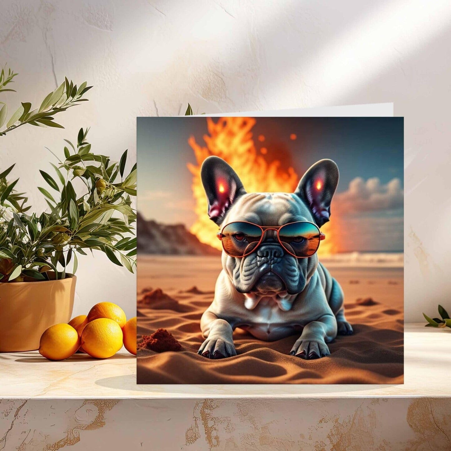 Funny Bulldog Greeting Card - French Bulldog Card - 145mm x 145mm