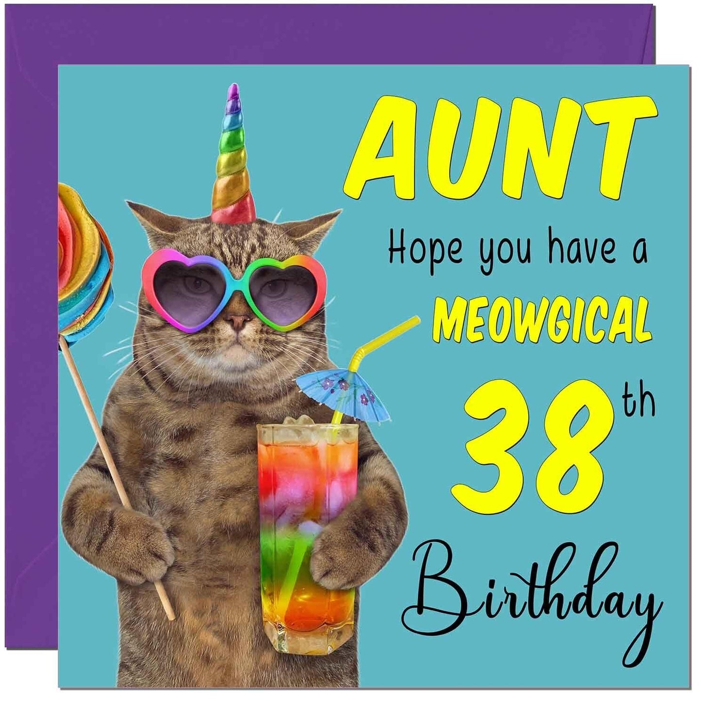 Aunt Birthday Card - Meowgical Cat Funny