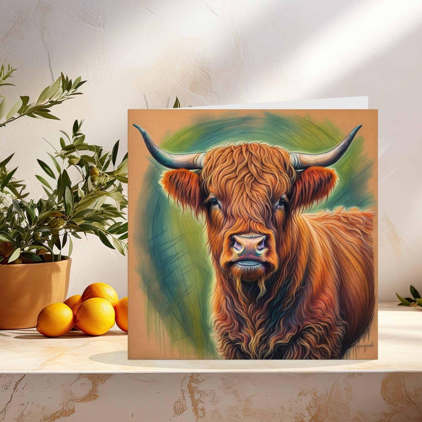 Highland Cow Greeting Card - Highland Cow Birthday Card 145mm x 145mm