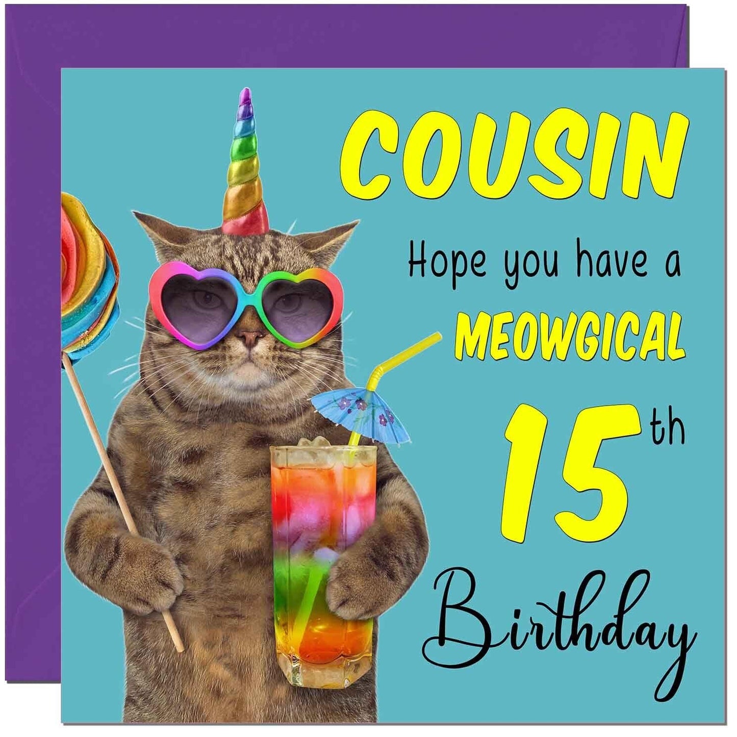 Cousin Birthday Card - Meowgical Cat Funny