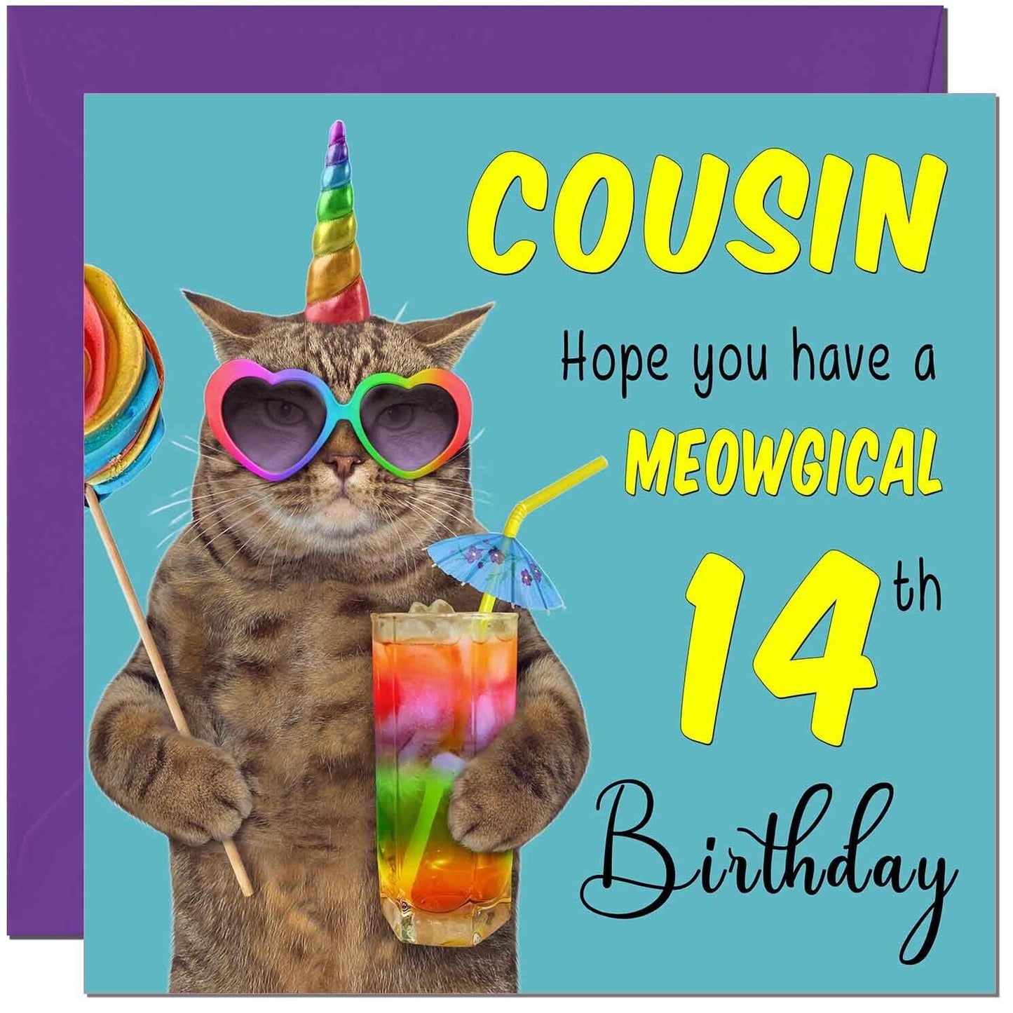 Cousin Birthday Card - Meowgical Cat Funny