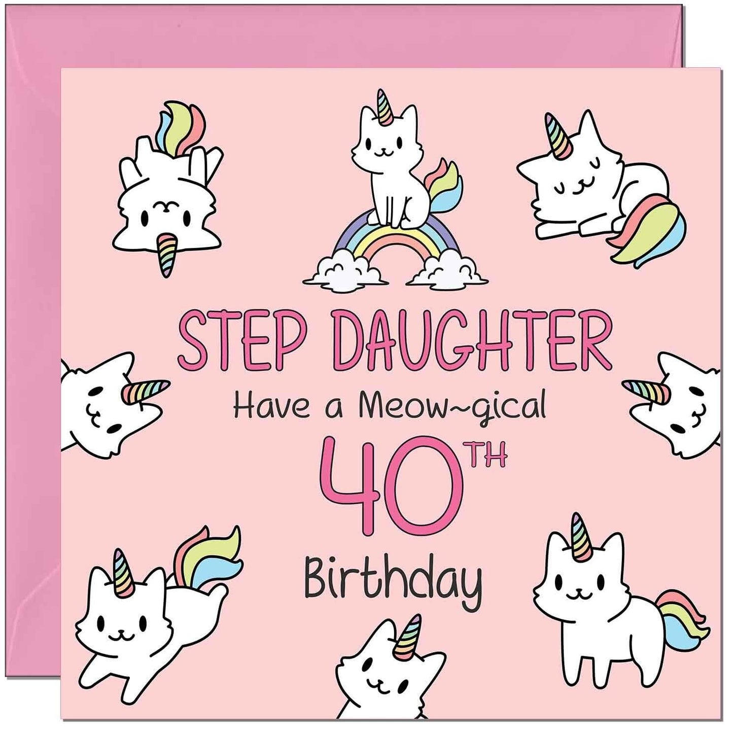 Step Daughter Birthday Card - Funny Cat Cute Step-Daughters