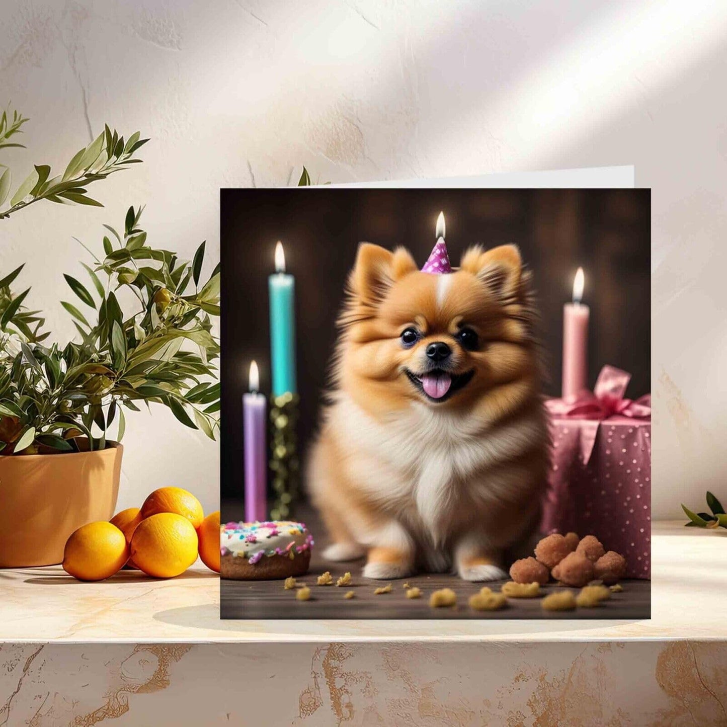 Cute Pomeranian Birthday Card - Funny Adorable Dog 145mm x 145mm