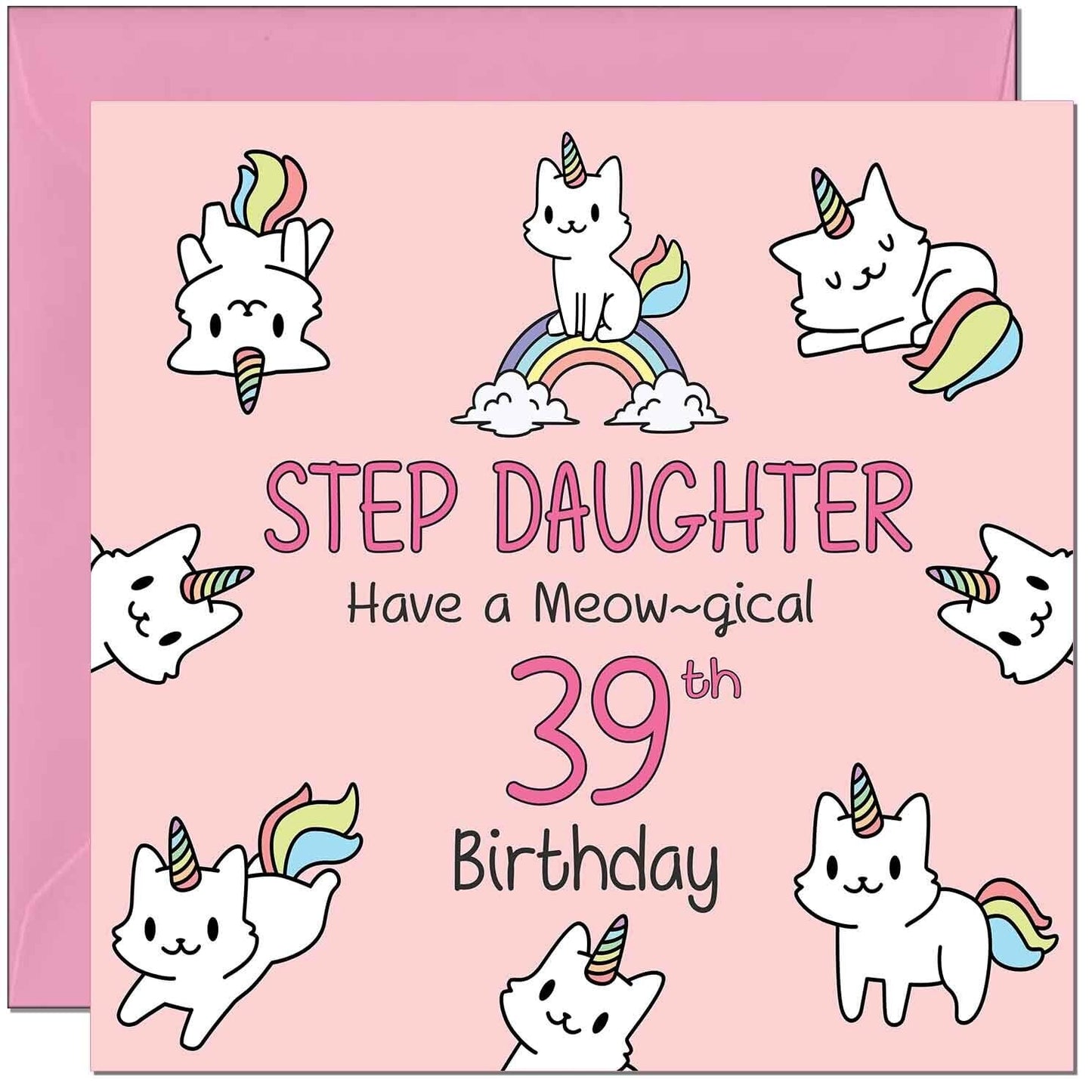 Step Daughter Birthday Card - Funny Cat Cute Step-Daughters