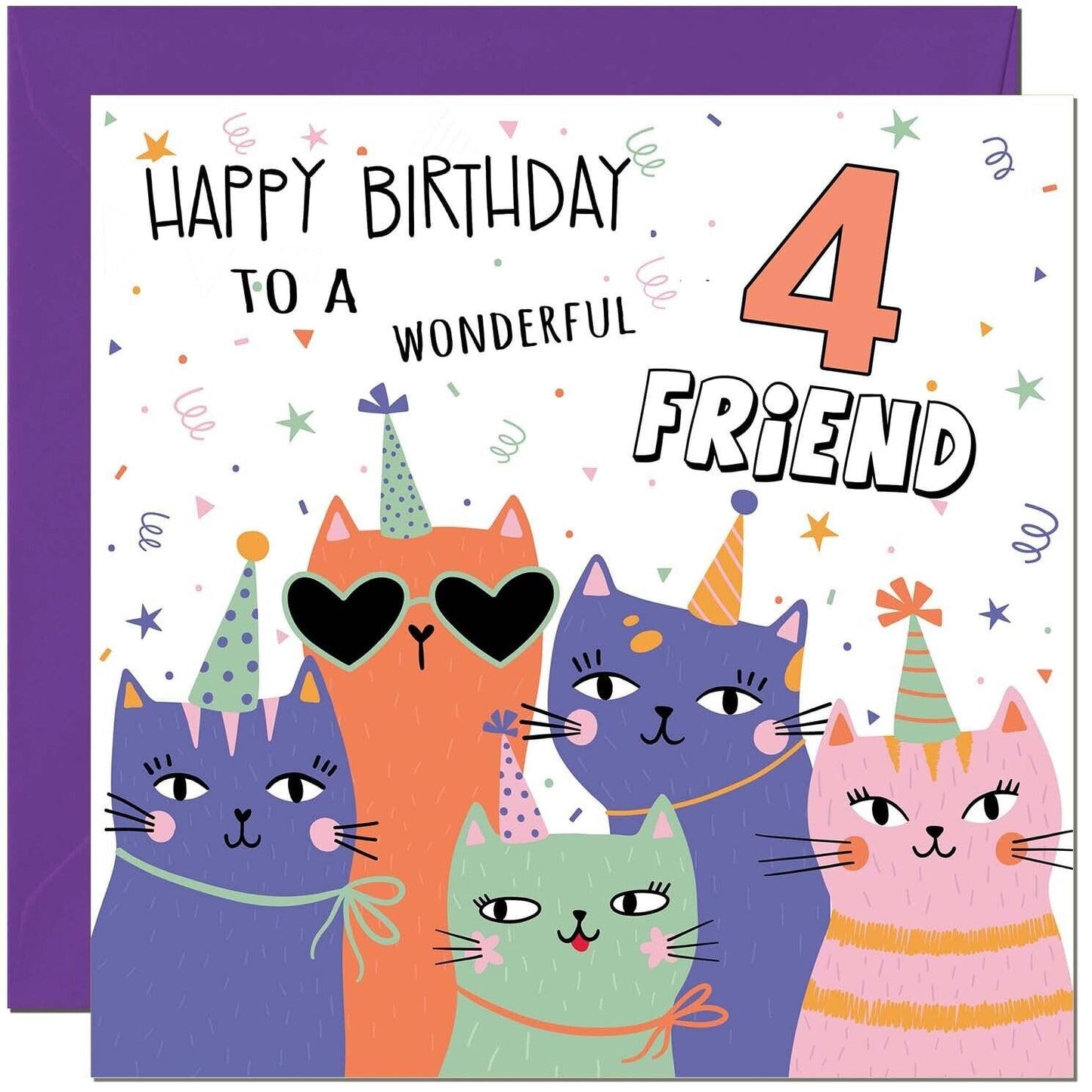 Friend Birthday Card - Childrens Cute Cat Best Friends