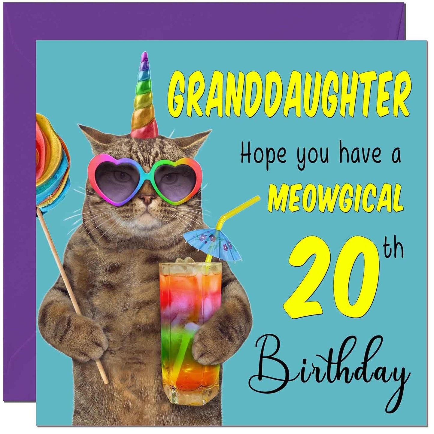 Granddaughter Birthday Card - Meowgical Cat Funny