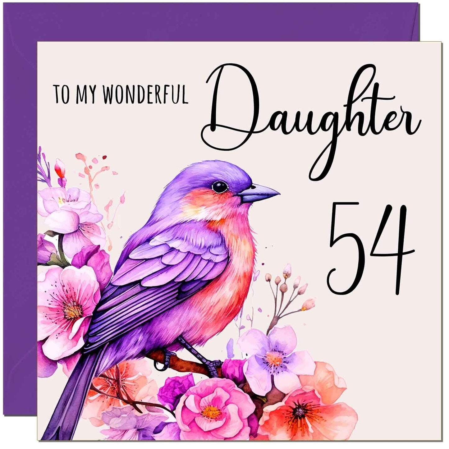 Daughter Birthday Card - Purple Watercolour Bird Daughters