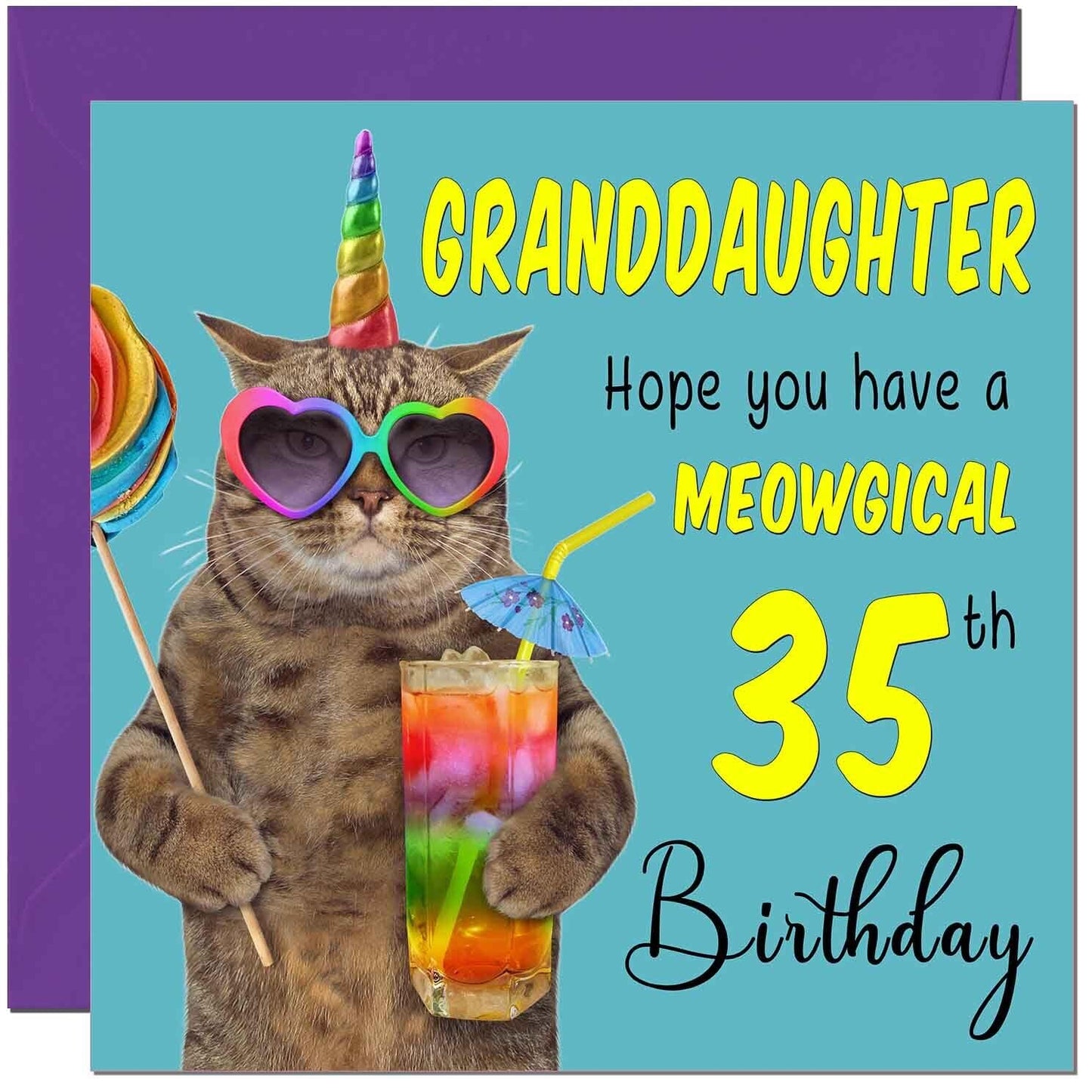 Granddaughter Birthday Card - Meowgical Cat Funny