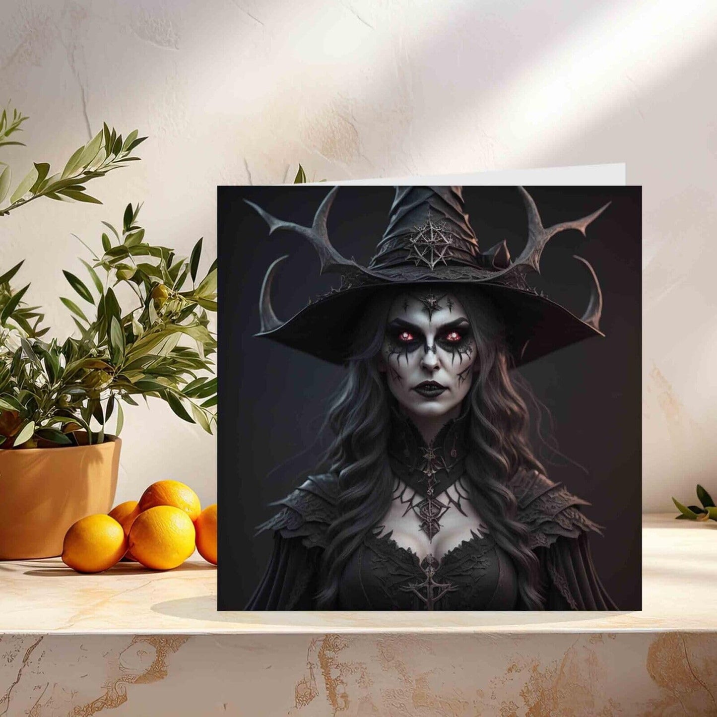 Witch Greeting Card - Gothic Dark Goth Evil Witch Birthday Card 145mm x 145mm