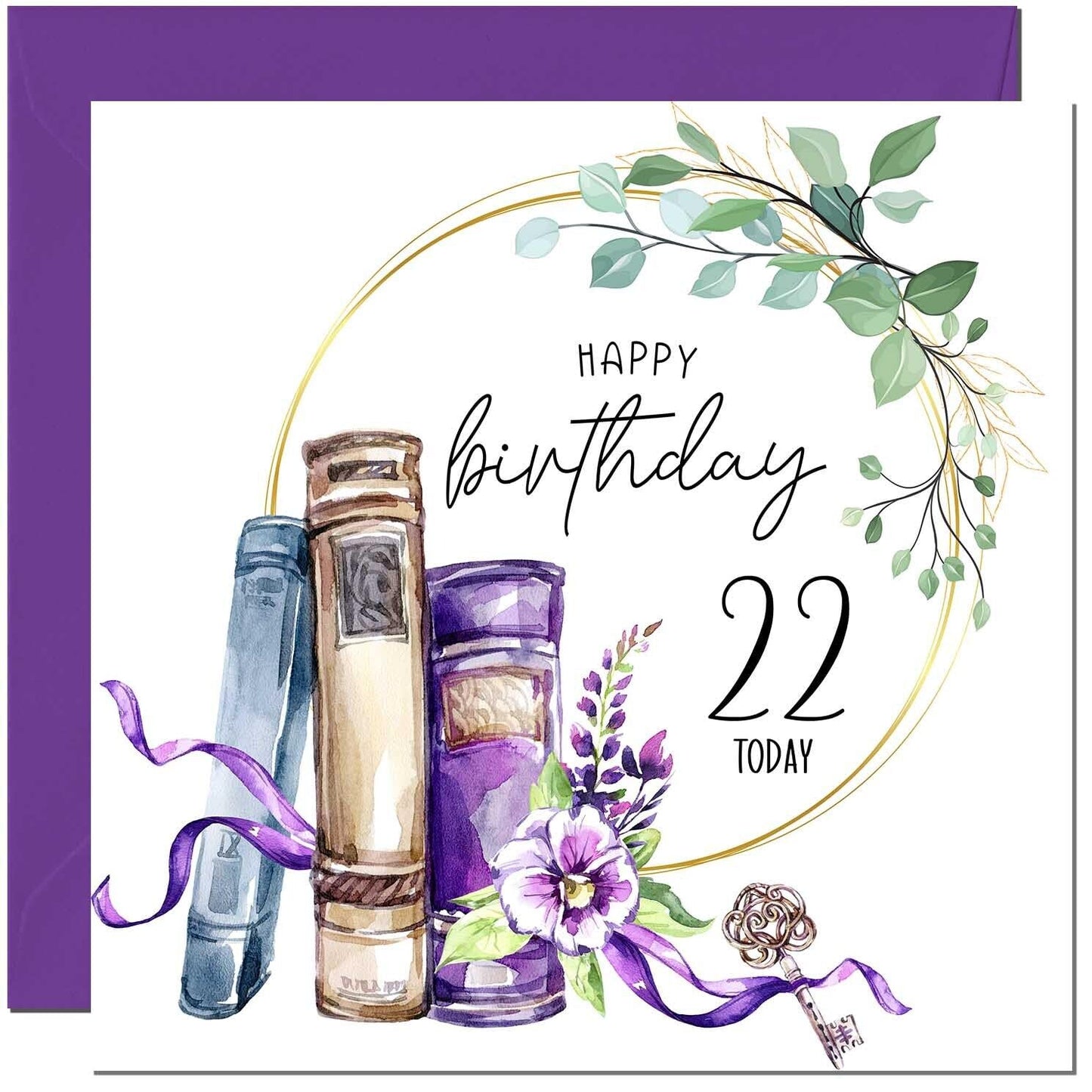 Birthday Card for women Floral Watercolour Book Beautiful