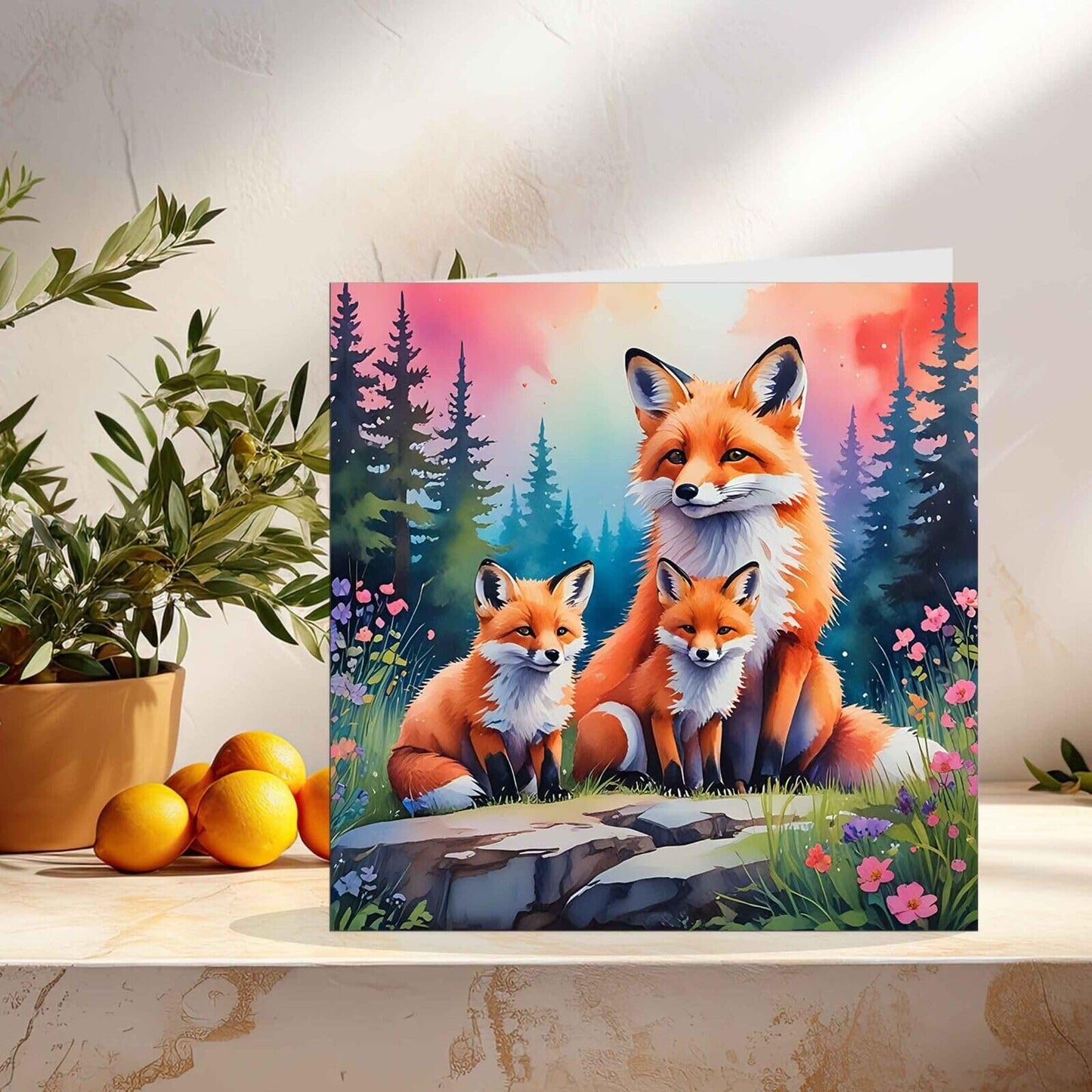 Fox Greeting Card - Any Occasion - beautiful Foxes Illustration Art