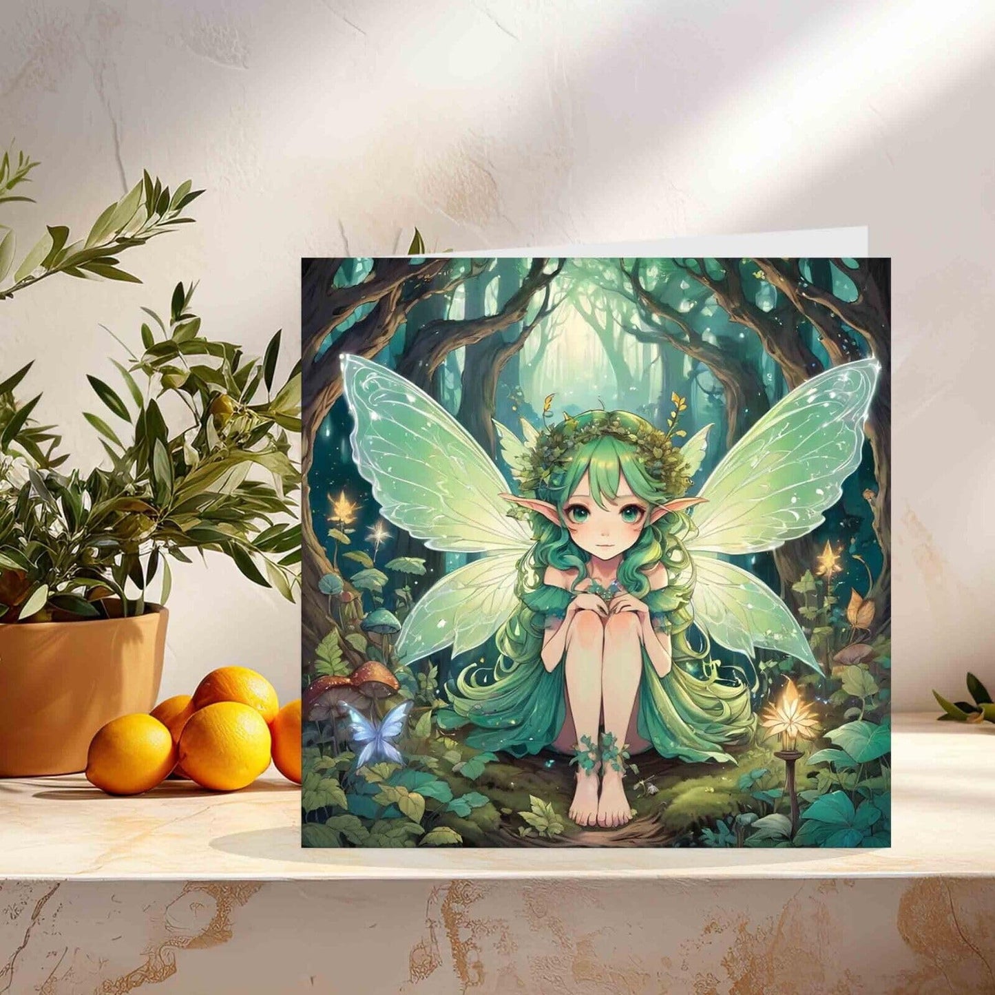 Fairy Greeting Card - Woodland Fantasy Magical Pixie birthday card 145mm x 145mm