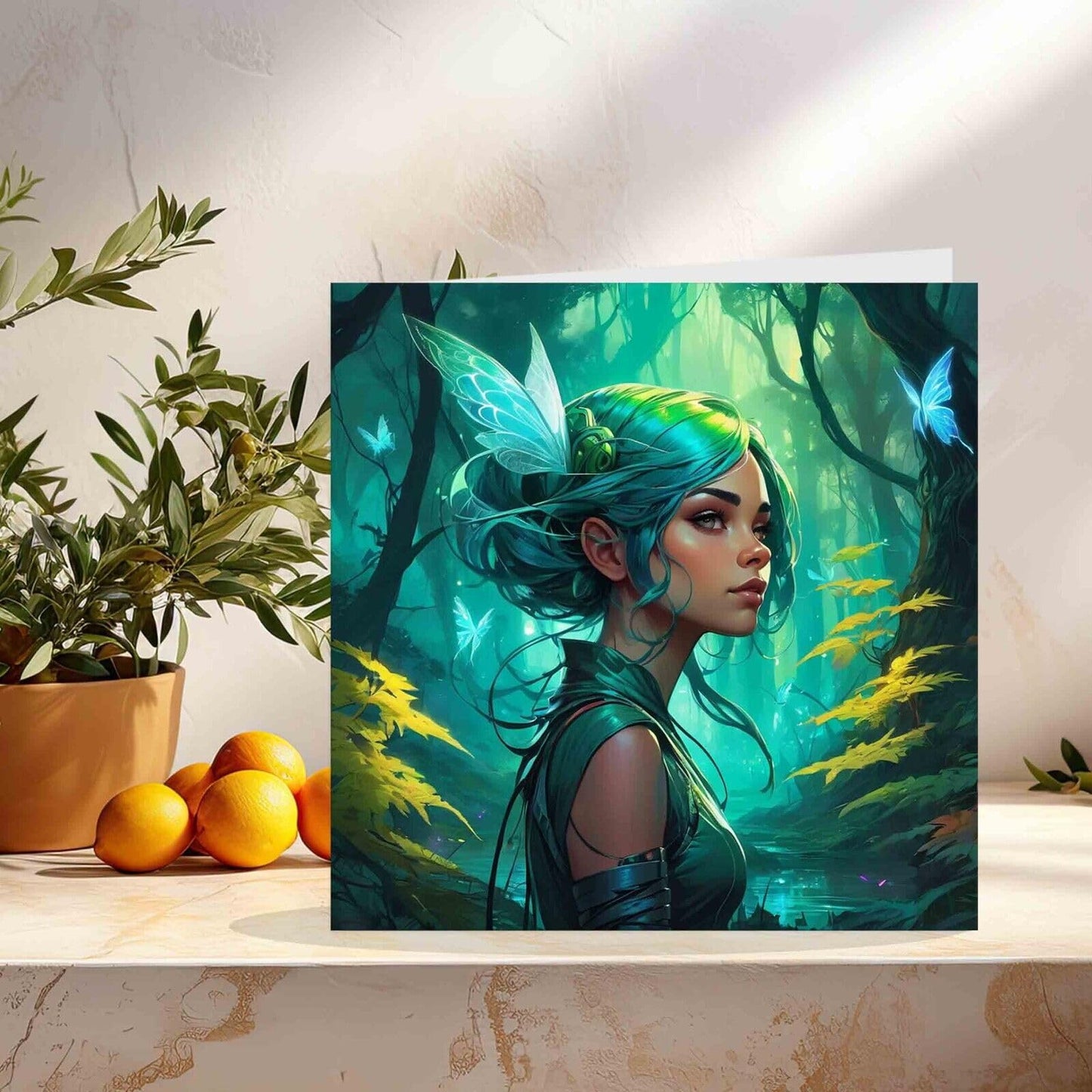 Woodland Fairy Greeting Card - Fantasy Forest Girl Birthday Card 145mm x 145mm