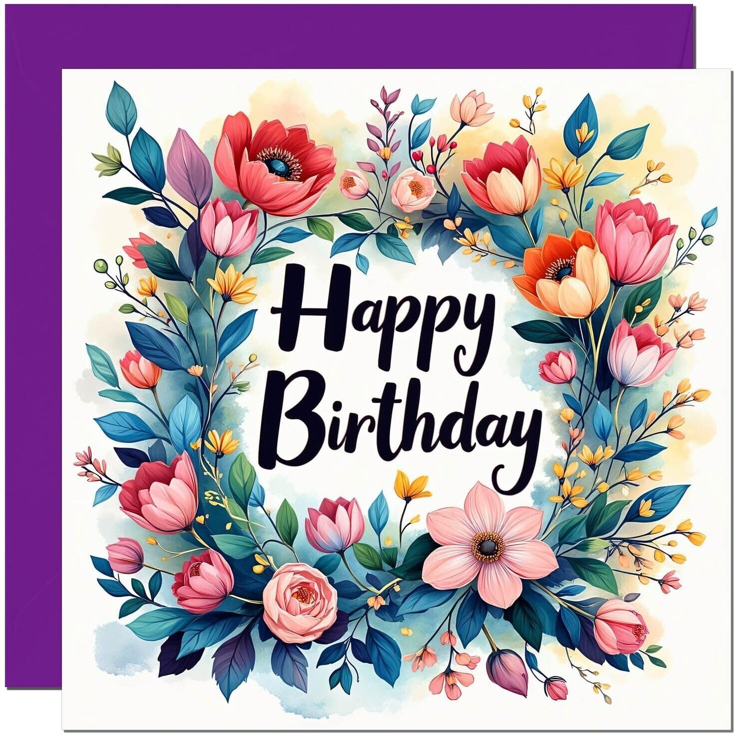 Floral Birthday Card - Beautiful Birthday Card for women ladies men nanny granny