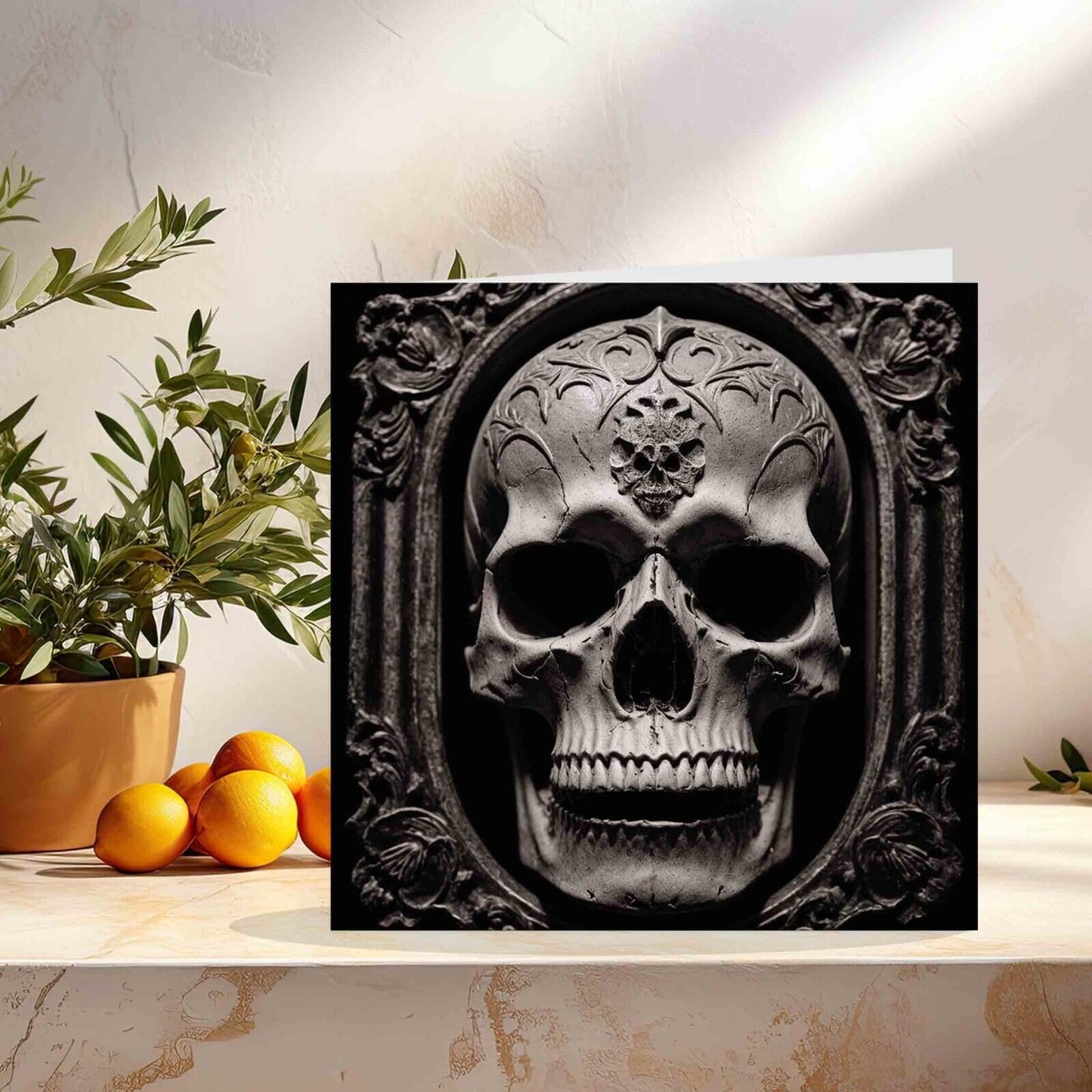 Skull Greeting Card - Ancient Gothic 145mm x 145mm