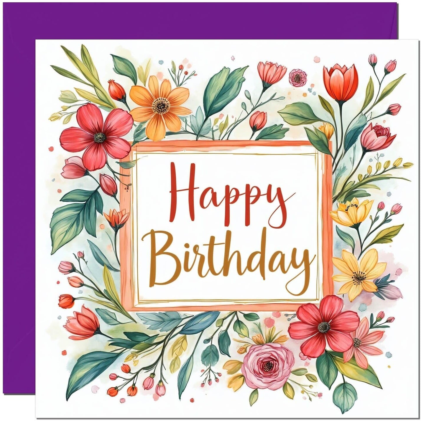 Happy Birthday Card - Floral Flowers Design - Niece Sister Cousin Aunts Nanny