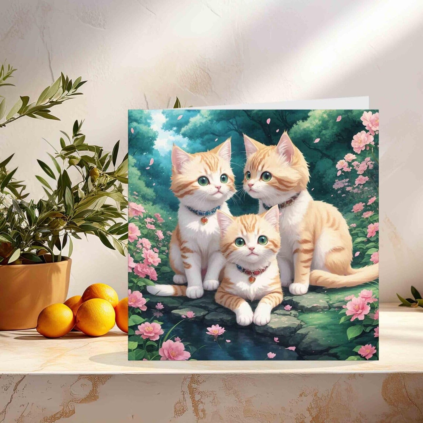 Cute Cat Kitten Greeting Card - Birthday Card Kitty 145mm x 145mm