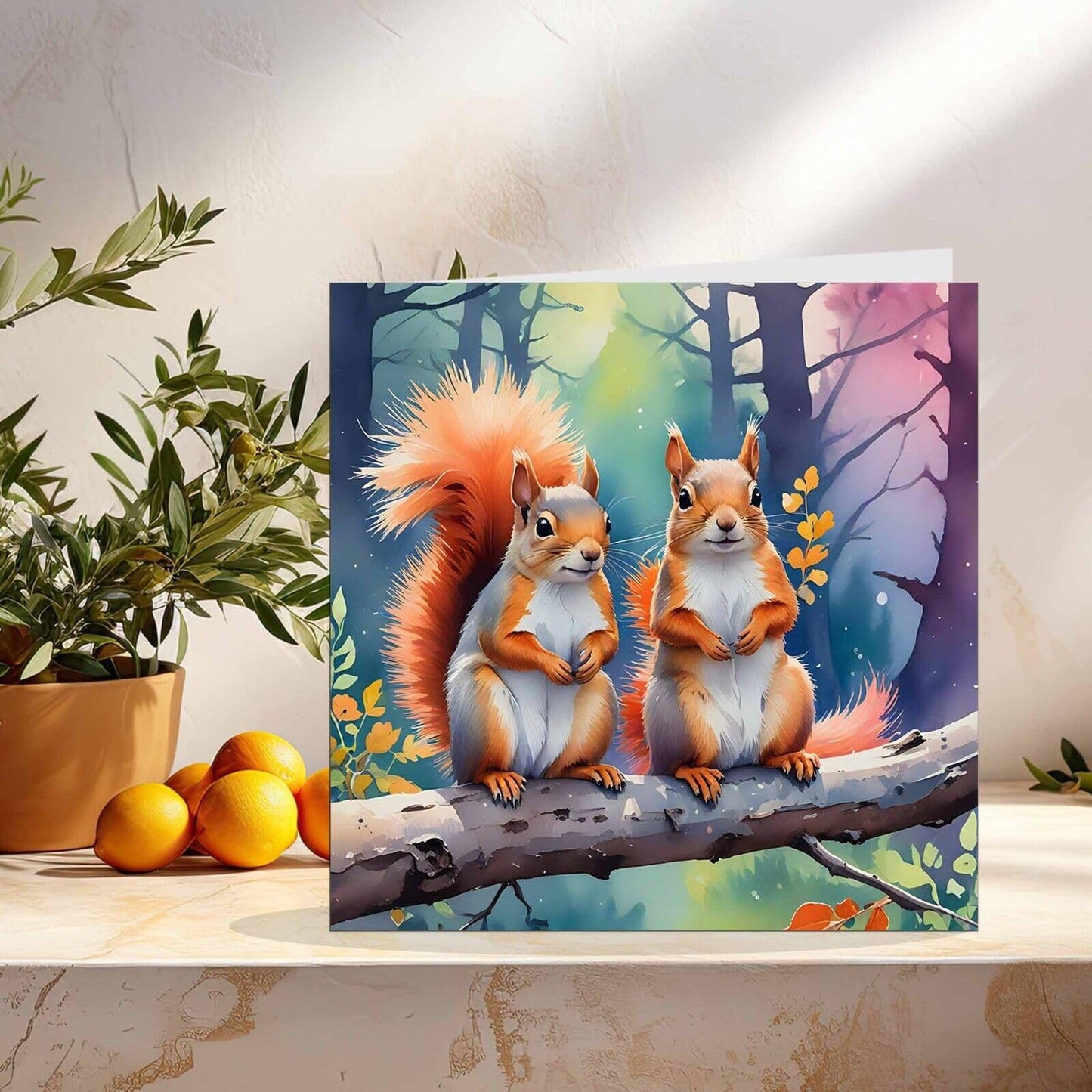 Squirrel Greeting Card - Any Occasion - Beautiful Squirrel Illustration Artistic