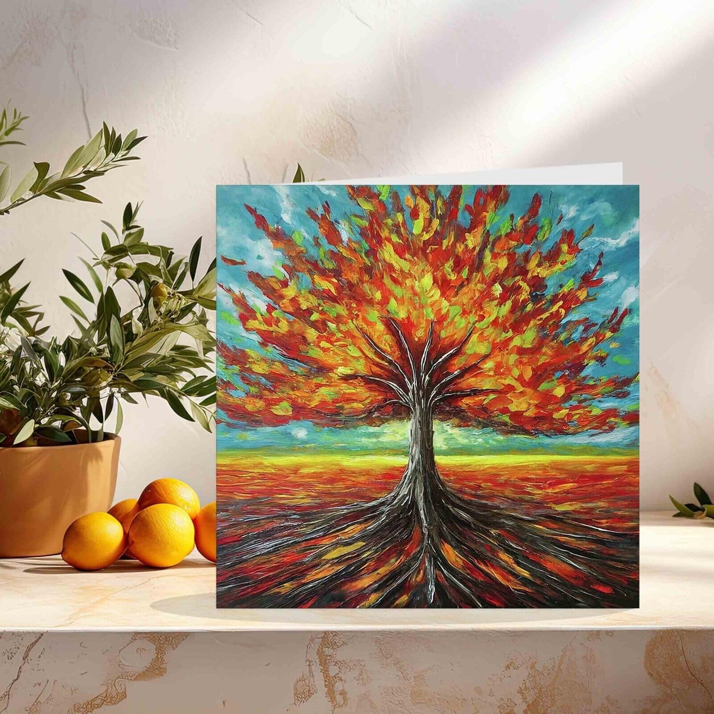 Flaming Tree Greeting Card 145mm x 145mm