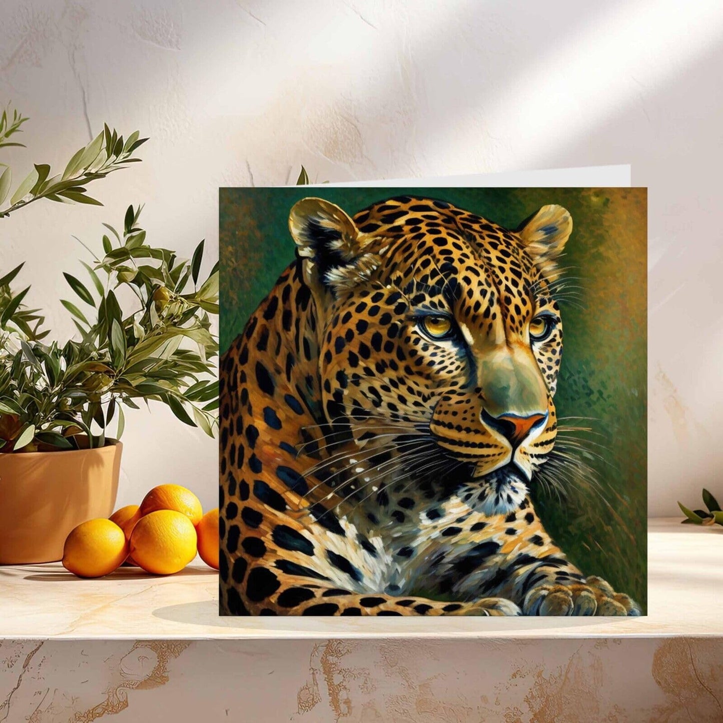 Leopard Greeting Card - Animal Impressionism Art 145mm x 145mm