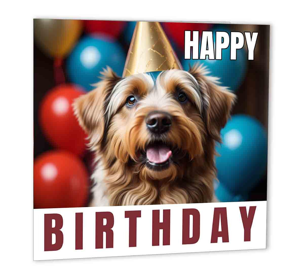 Cairn Terrier Birthday Card 147 x 147mm Cute Dog Happy Birthday Card bday - Purple Fox Gifts