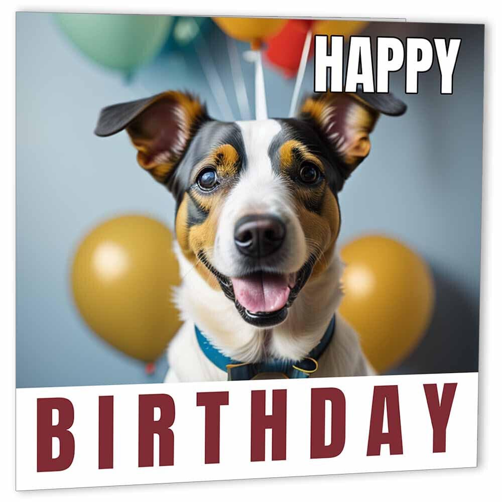 Jack Russell Birthday Card 147 x 147mm Dog - Purple Fox Gifts