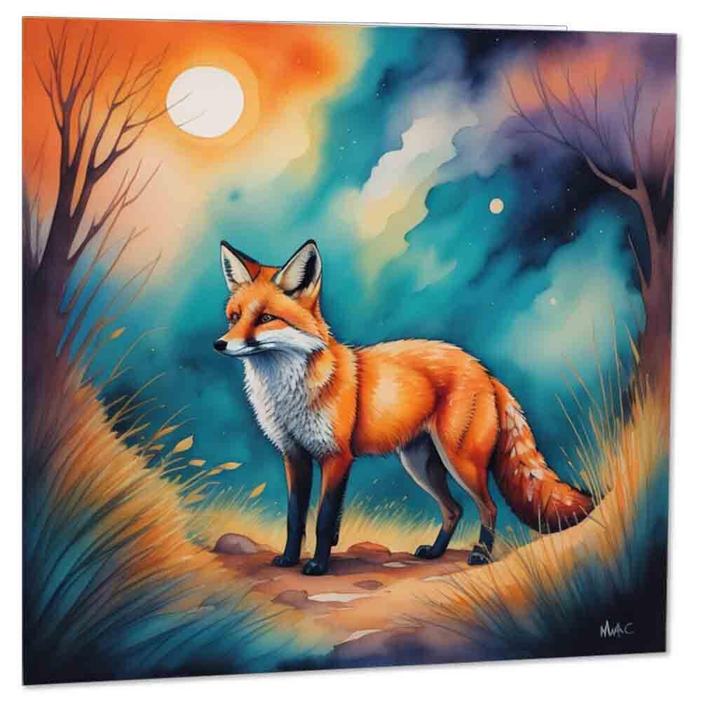 Fox Animal Birthday Card Fox Illustration Card Greeting Card 145 x 145mm - Purple Fox Gifts