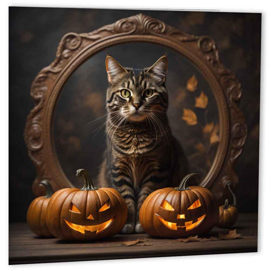 Halloween Card - Cat Pumpkins - Happy Halloween Cards 145 x 145mm - Purple Fox Gifts
