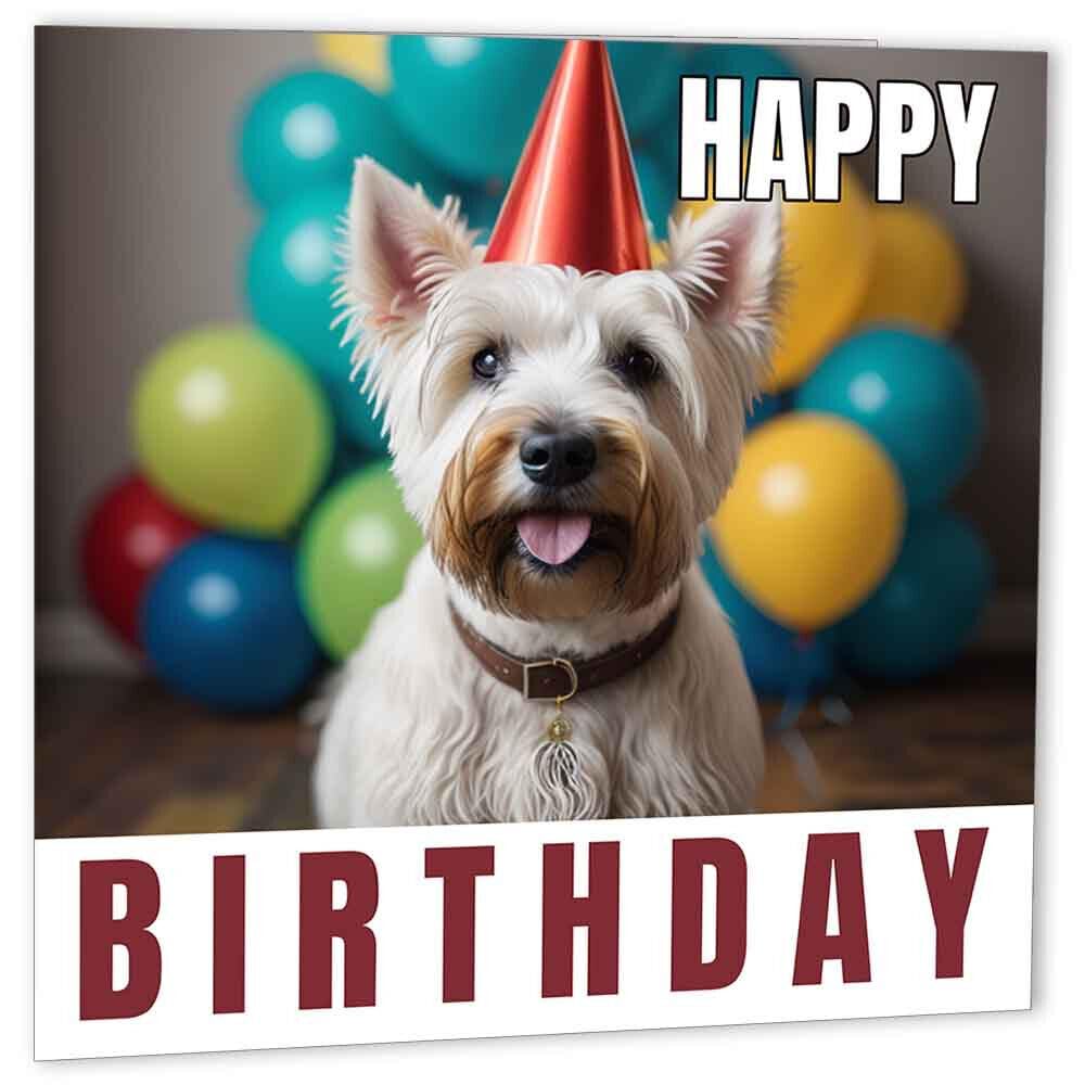 Westie Birthday Card 147 x 147mm West Highland Terrier birthday Cards - Purple Fox Gifts