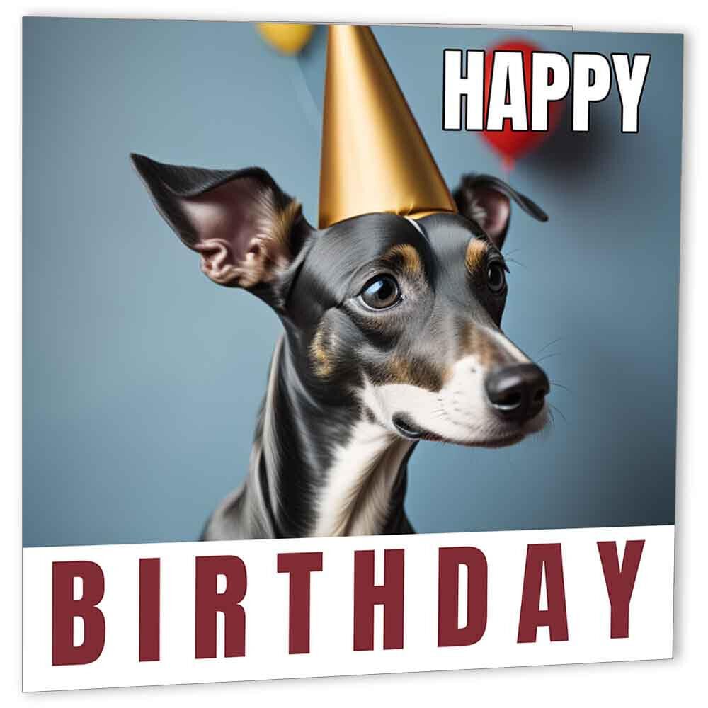 Italian Greyhound Birthday Card 147 x 147mm - Purple Fox Gifts
