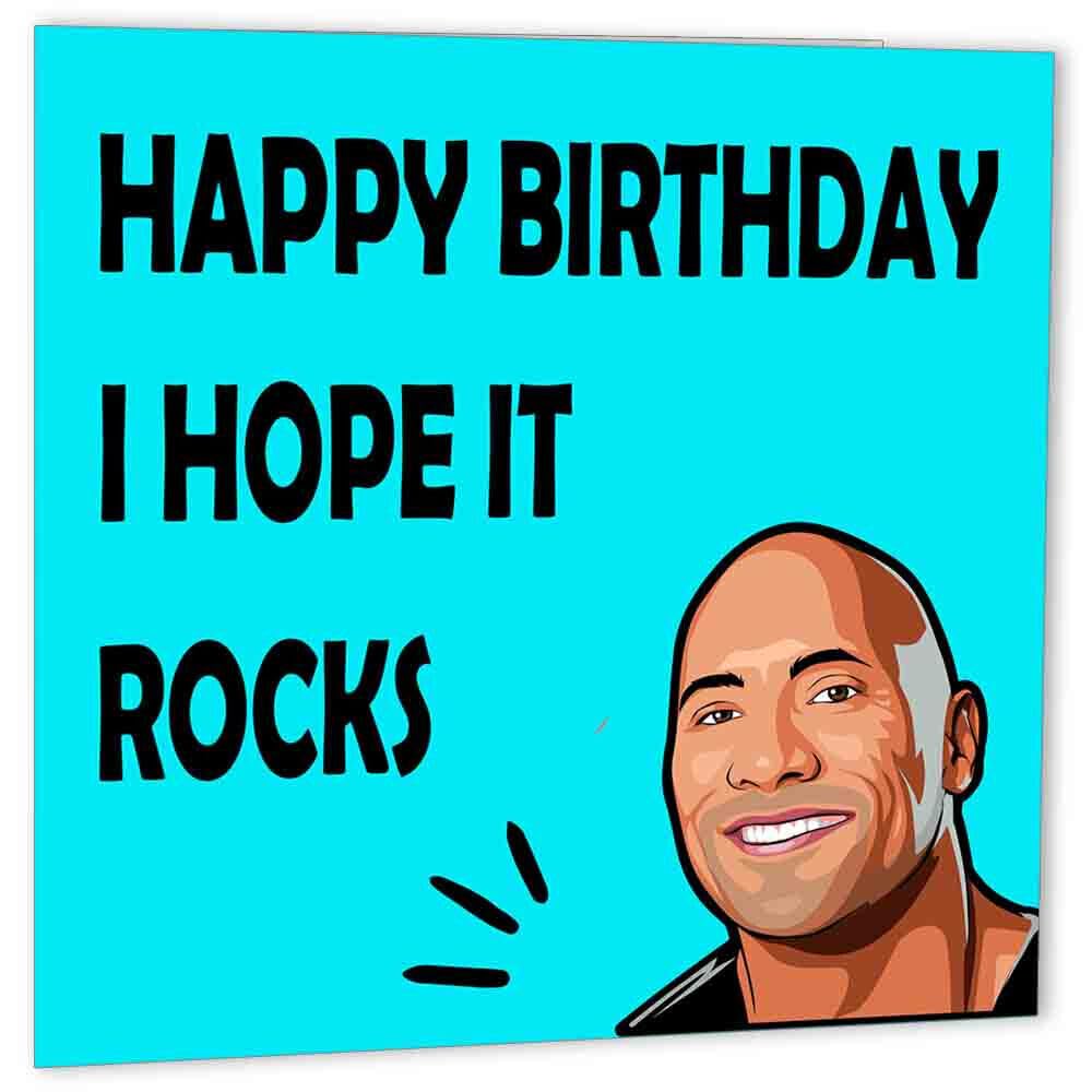 The Rock Birthday Card Funny Dwayne Johnson Birthday Cards Men Women 145 x 145mm - Purple Fox Gifts