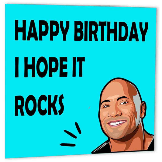 The Rock Birthday Card Funny Dwayne Johnson Birthday Cards Men Women 145 x 145mm - Purple Fox Gifts