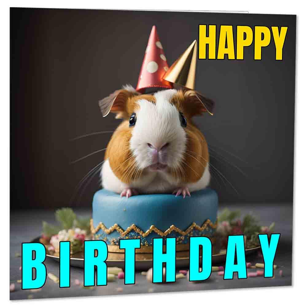 Guinea Pig Birthday Card Cute Funny Birthday Cards 145 x 145mm - Purple Fox Gifts