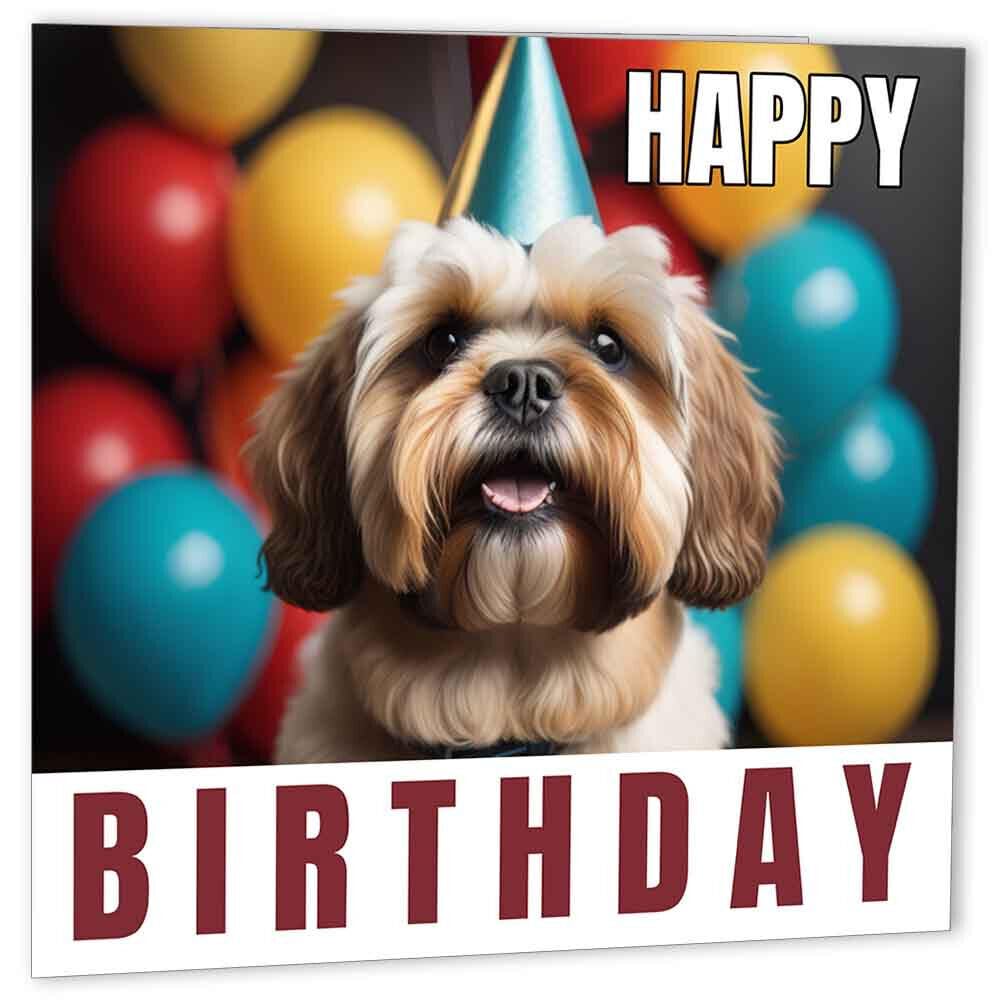 Lhasa Apso Birthday Card 147 x 147mm Dog - Purple Fox Gifts