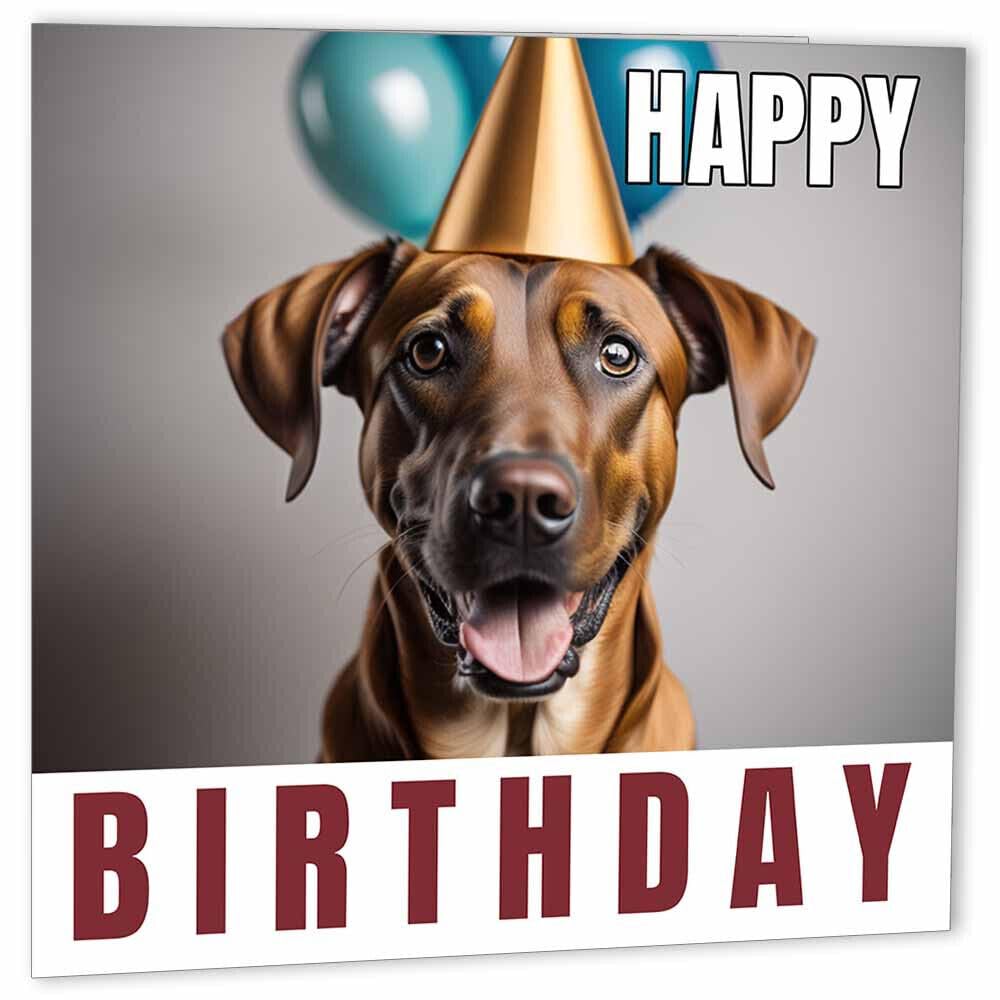 Rhodesian Ridgeback Birthday Card 147 x 147mm - Purple Fox Gifts