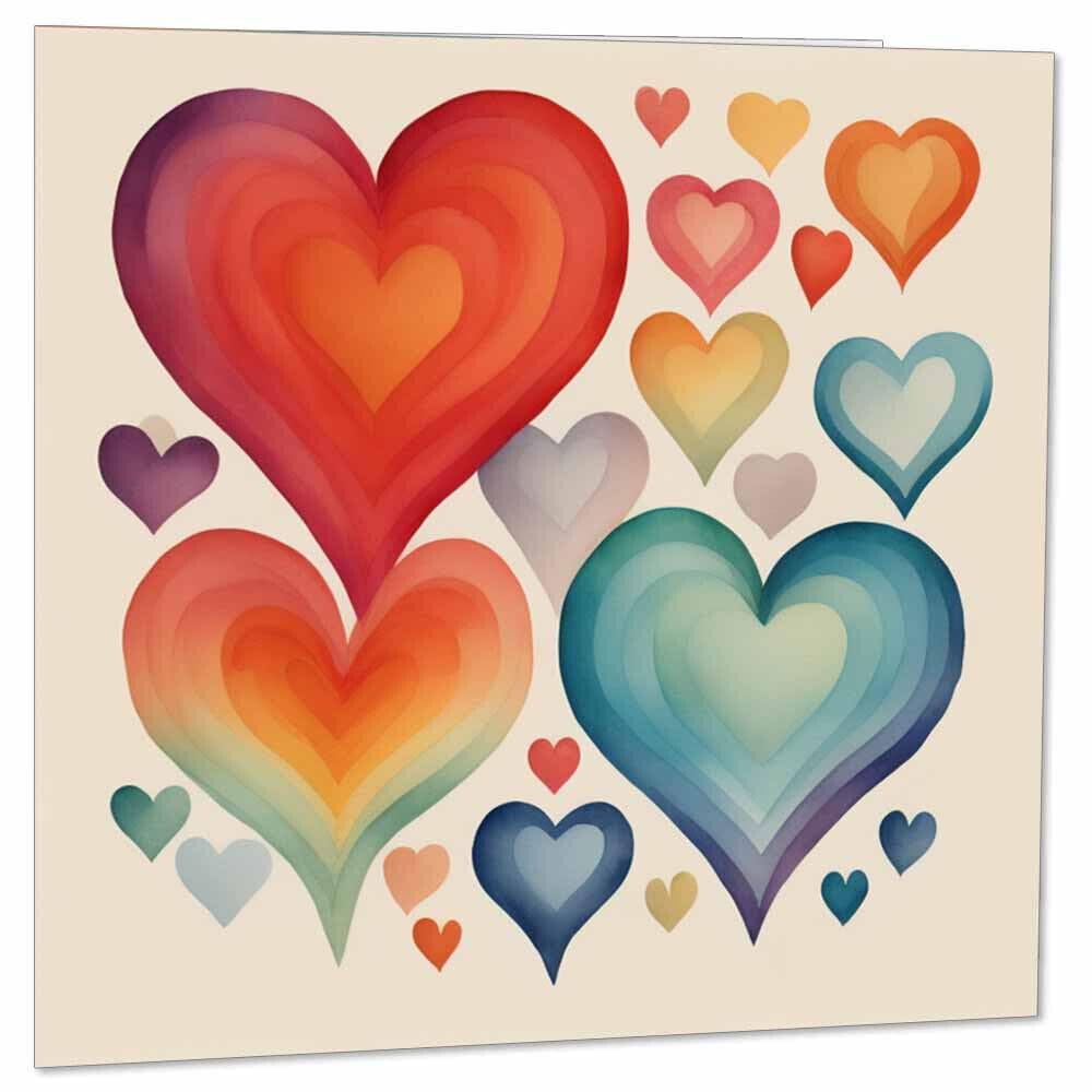 Rainbow Love Hearts Card - rainbow baby nhs love lgbt 145 x 145mm - Purple Fox Gifts